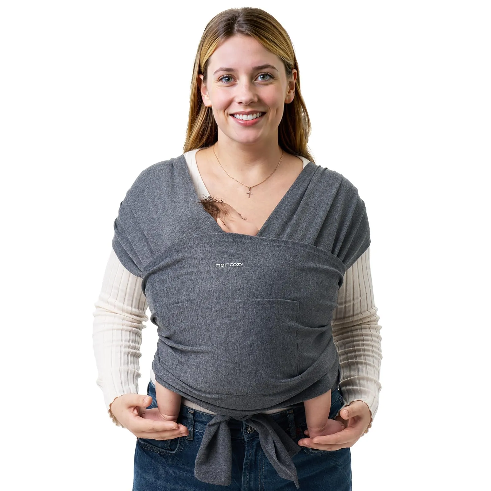 Momcozy Fascia Porta Bebè Regolabile 3,6-15 kg, Grigio - immagine 1