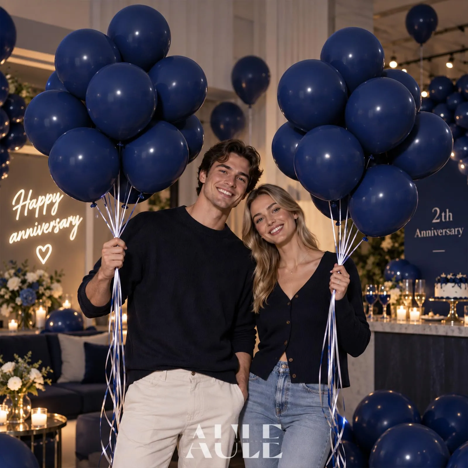 AULE Palloncini in Lattice Blu Navy, 50 Pezzi, 30cm - immagine 3