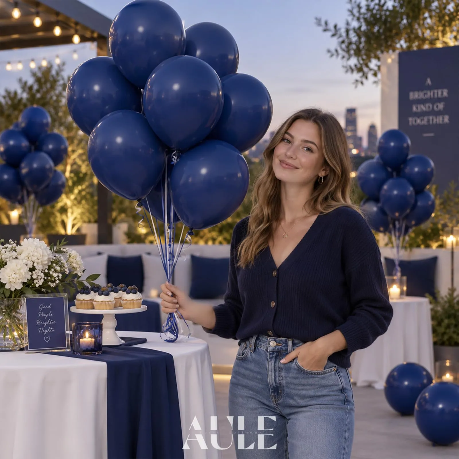 AULE Palloncini in Lattice Blu Navy, 50 Pezzi, 30cm - immagine 5