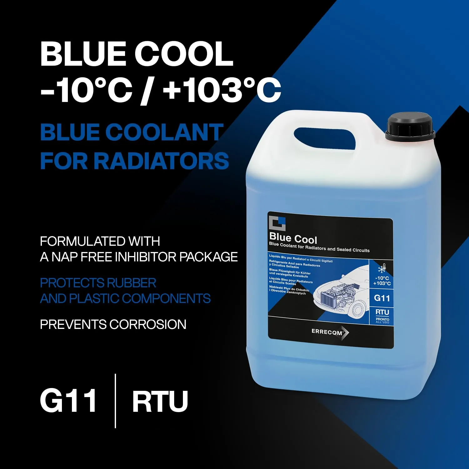 ERRECOM Blue Cool Liquido Radiatore Blu G11 Nap Free, Pronto all’Uso, 5 Litri - immagine 2