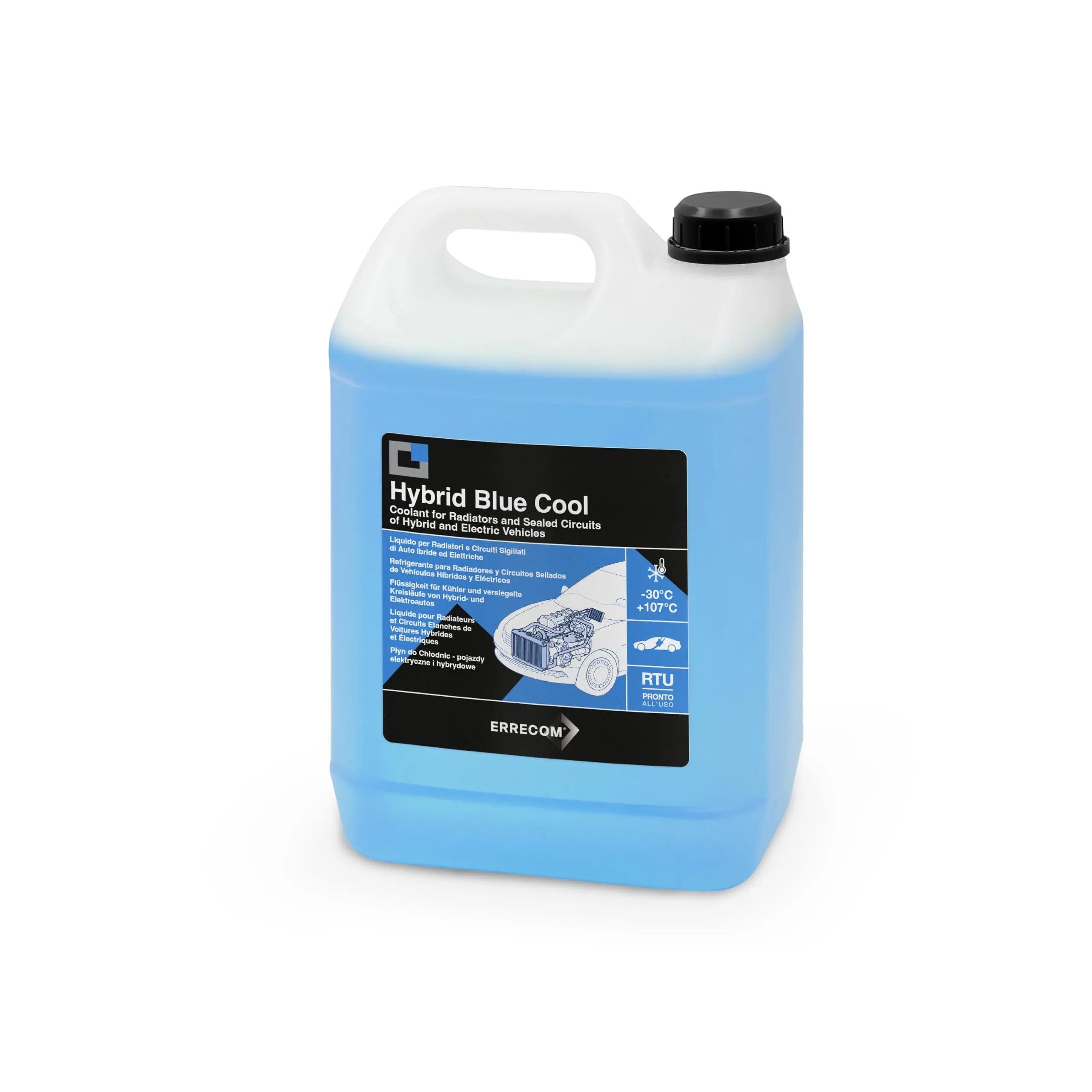 ERRECOM Hybrid Blue Cool Liquido Radiatore per Auto Ibride ed Elettriche, -30°C/+107°C, OAT con Fosfati, Pronto all’Uso, 5 Litri - immagine 1