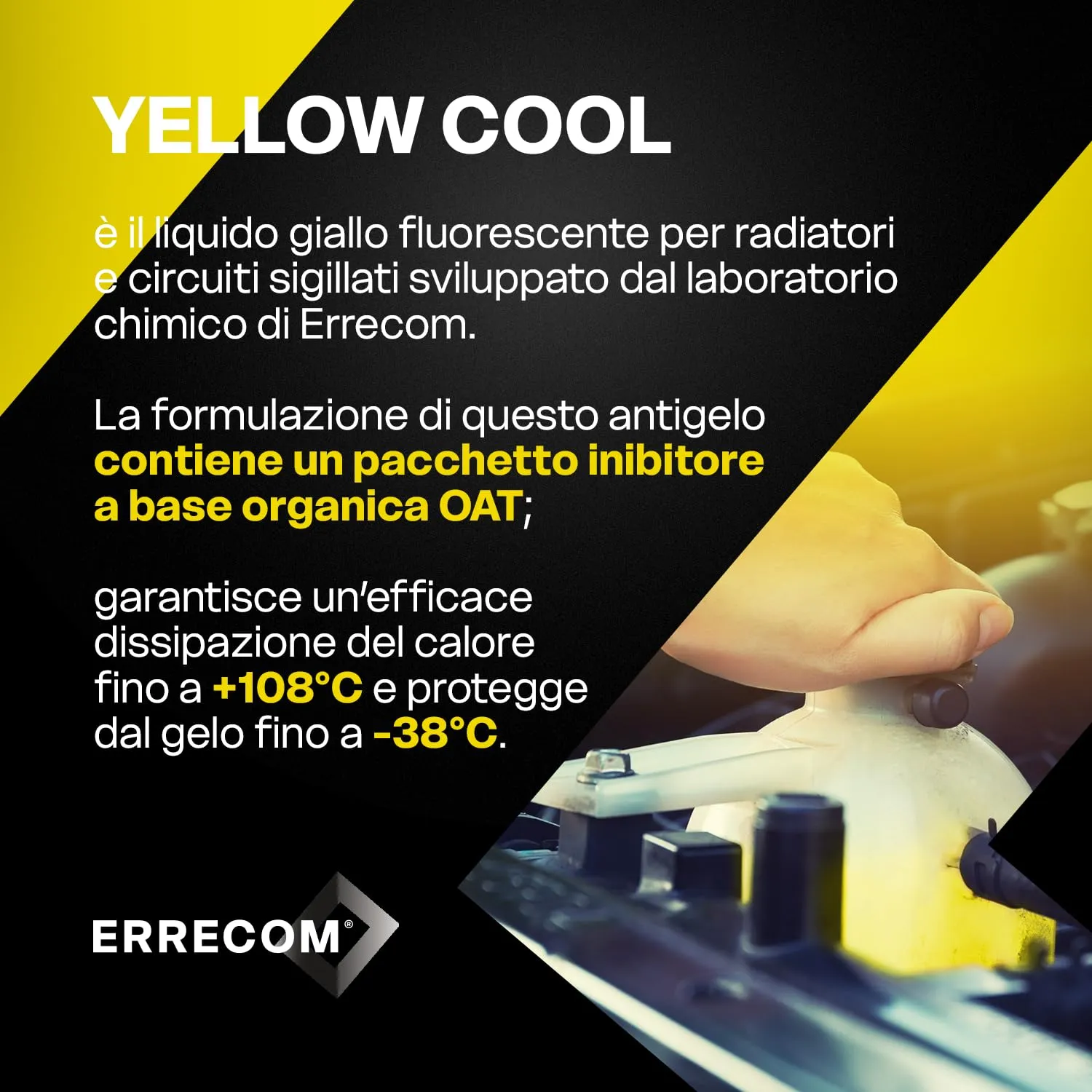 ERRECOM Yellow Cool, Liquido Radiatore Giallo Fluorescente Concentrato, Antigelo G12 OAT, 5 Litri - immagine 4