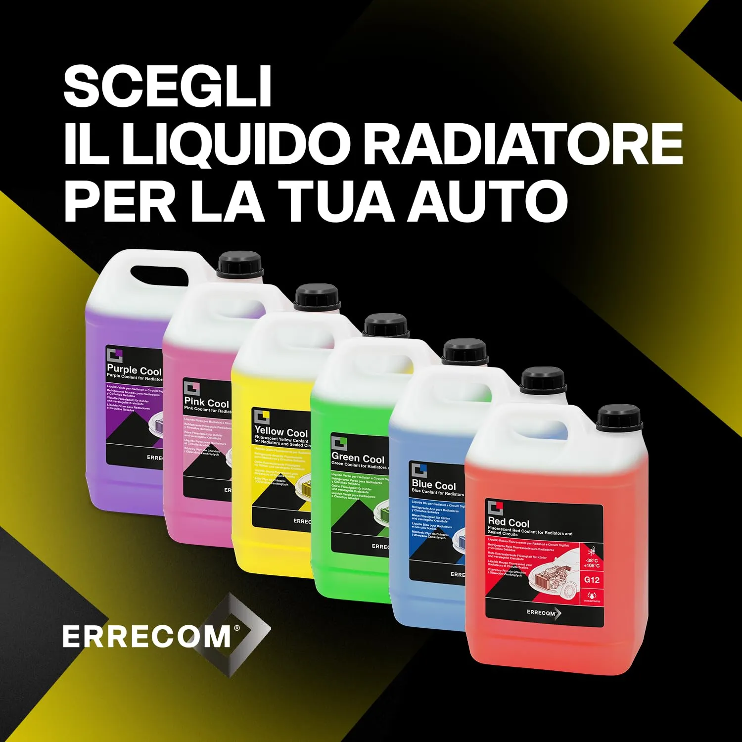 ERRECOM Yellow Cool, Liquido Radiatore Giallo Fluorescente Concentrato, Antigelo G12 OAT, 5 Litri - immagine 7
