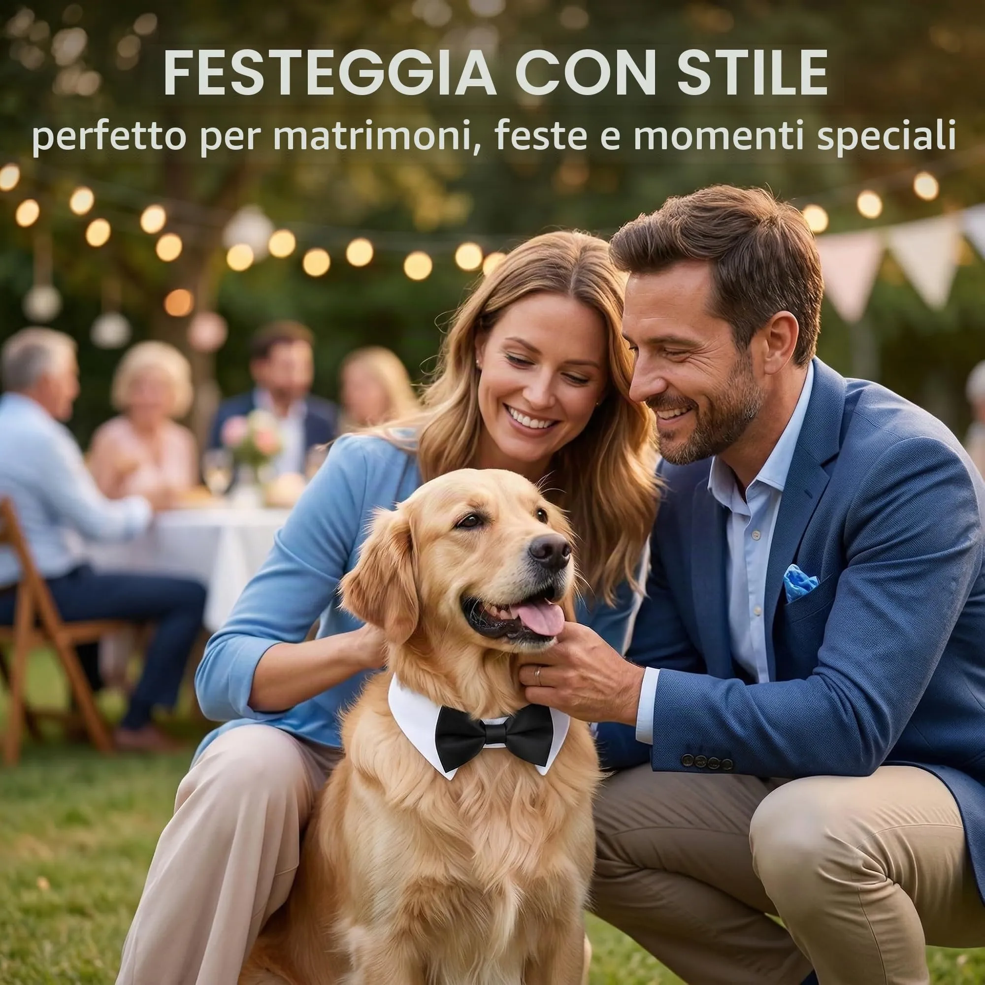 SWYZOR Papillon per Cani e Gatti, Cravatta Regolabile con Chiusura in Velcro (Nero) - immagine 3