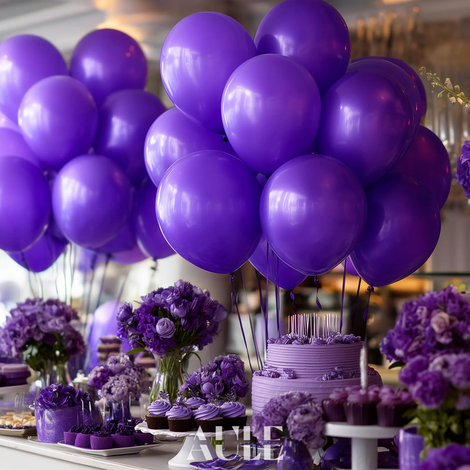 AULE Palloncini in Lattice Viola Scuro, 50 Pezzi, 30cm - immagine 3