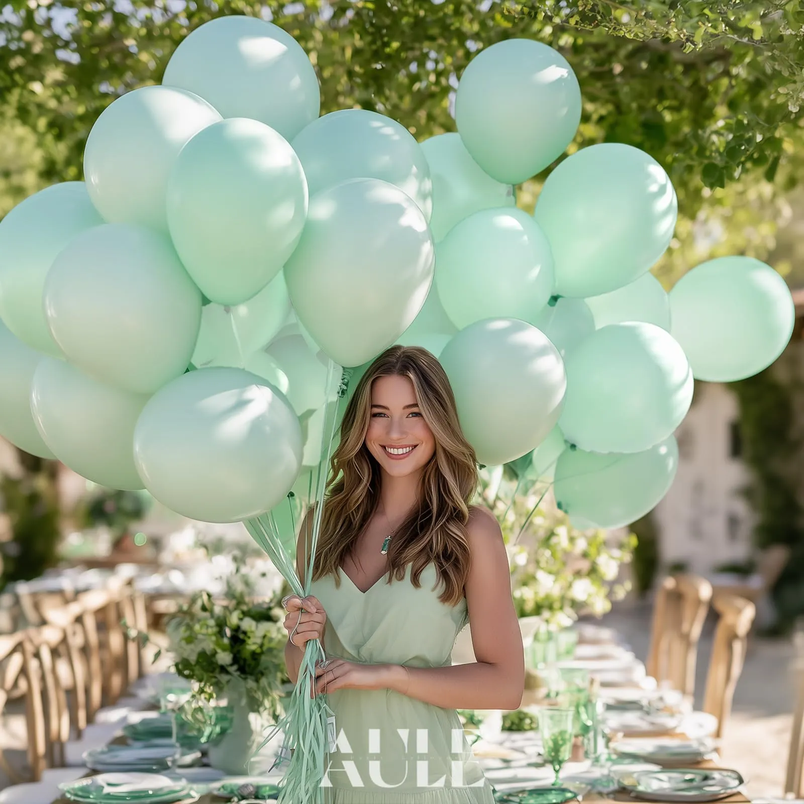 AULE Palloncini in Lattice Verde Menta, 50 Pezzi, 30cm - immagine 2