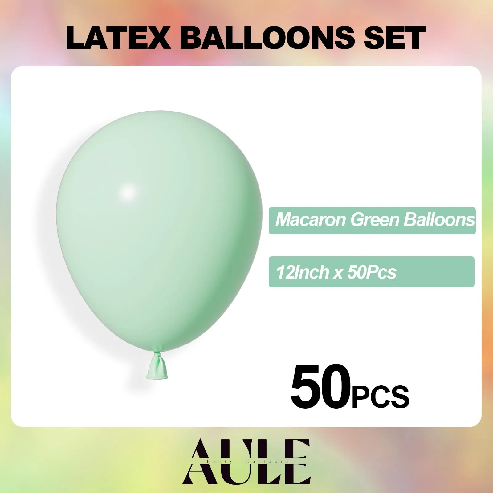 AULE Palloncini in Lattice Verde Menta, 50 Pezzi, 30cm - immagine 3