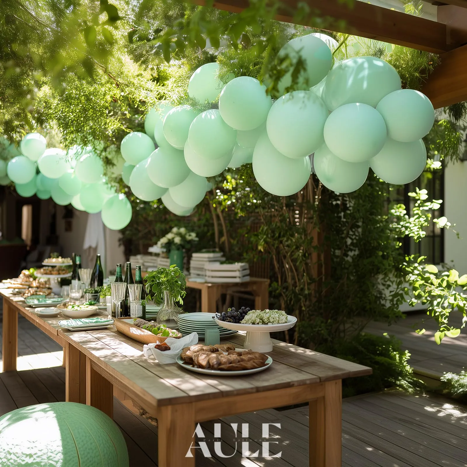AULE Palloncini in Lattice Verde Menta, 50 Pezzi, 30cm - immagine 4