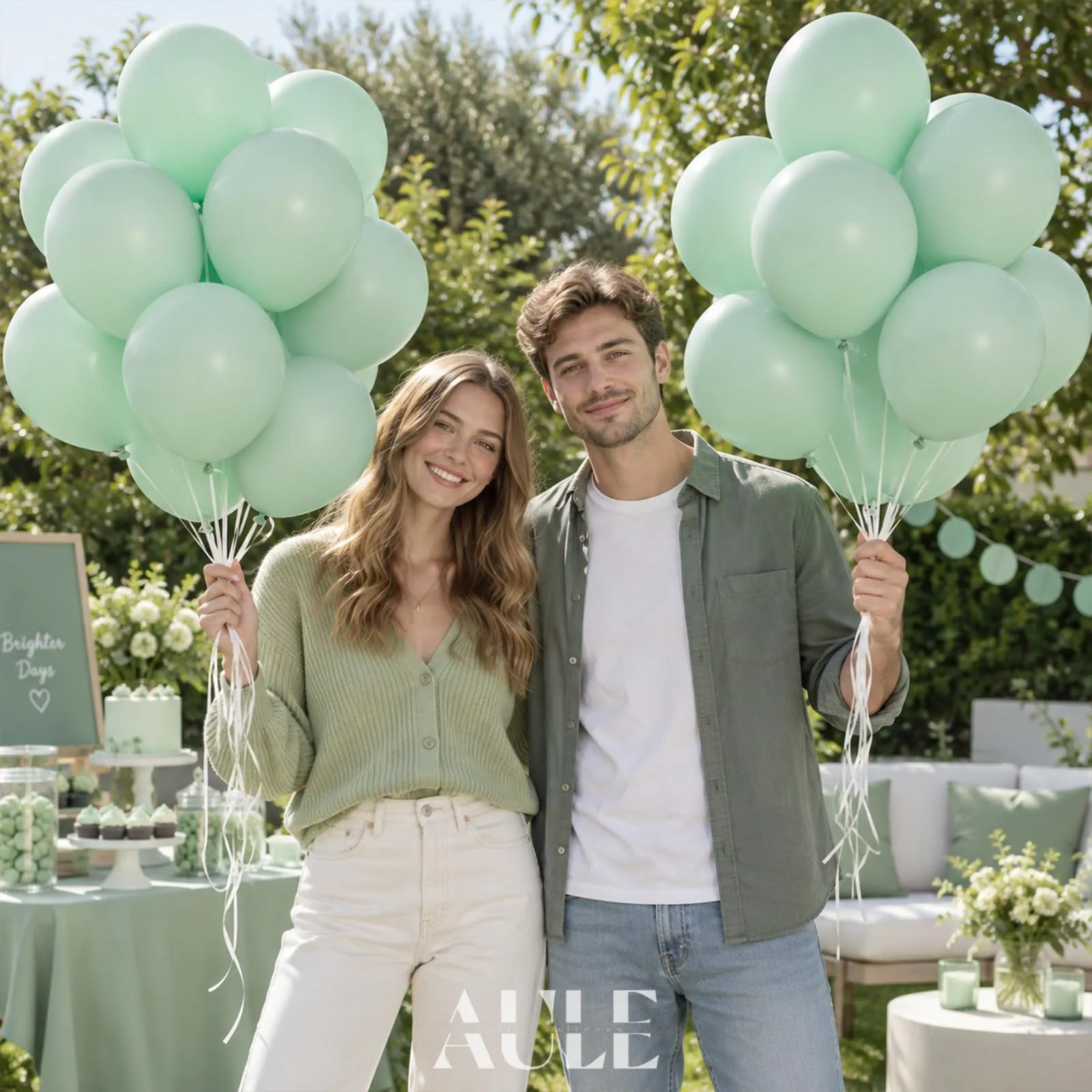 AULE Palloncini in Lattice Verde Menta, 50 Pezzi, 30cm - immagine 5