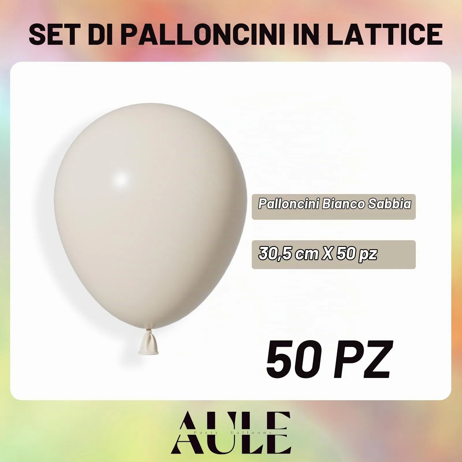 AULE Palloncini in Lattice Bianco Sabbia, 50 Pezzi, 30cm - immagine 2