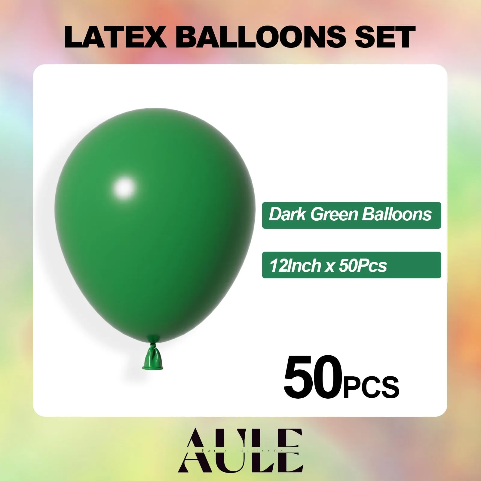 AULE Palloncini in Lattice Verde Scuro, 50 Pezzi, 30cm - immagine 2