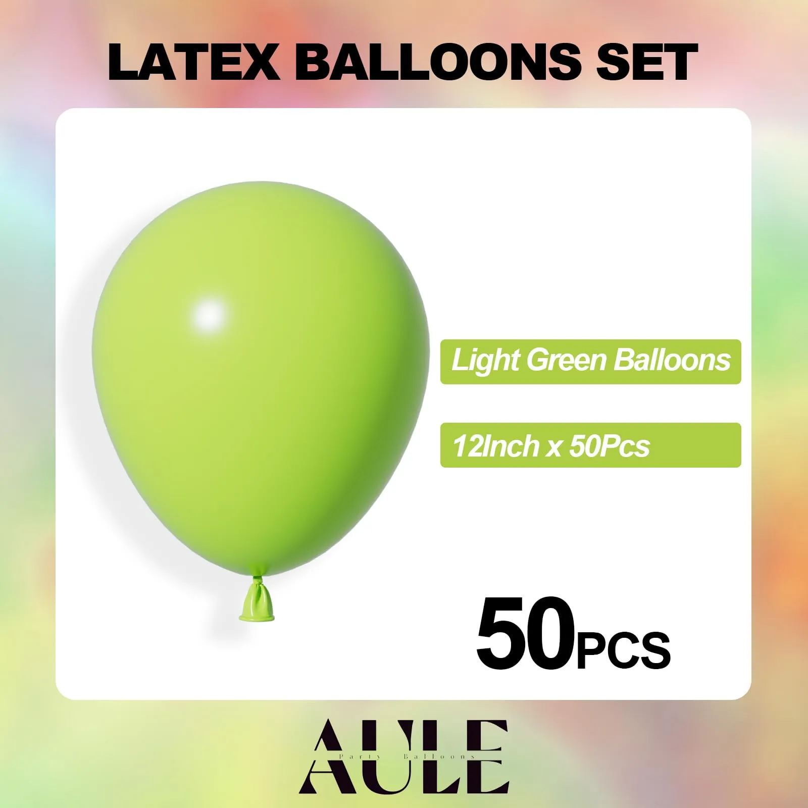 AULE Palloncini in Lattice Verde Lime, 50 Pezzi, 30cm - immagine 2