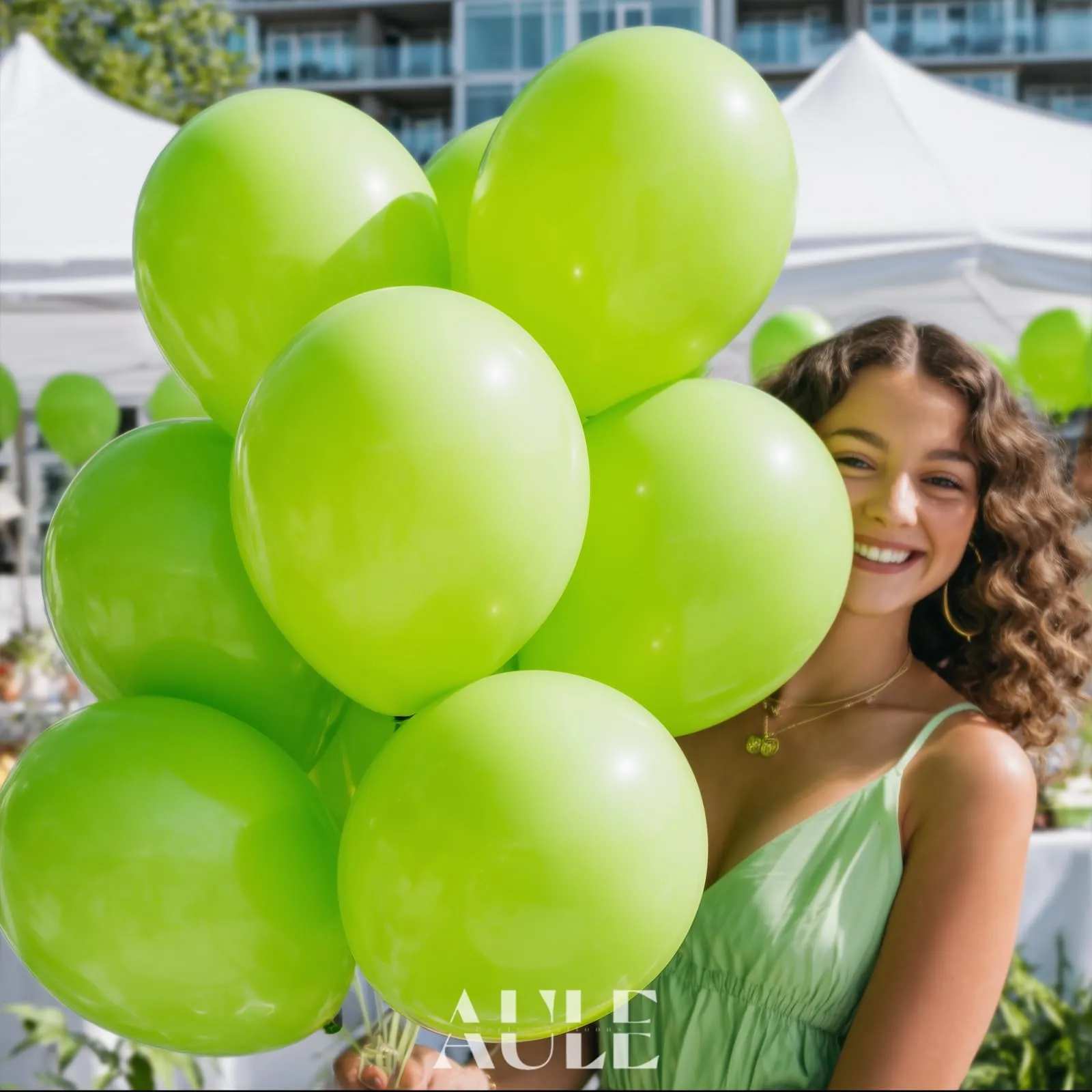 AULE Palloncini in Lattice Verde Lime, 50 Pezzi, 30cm - immagine 3