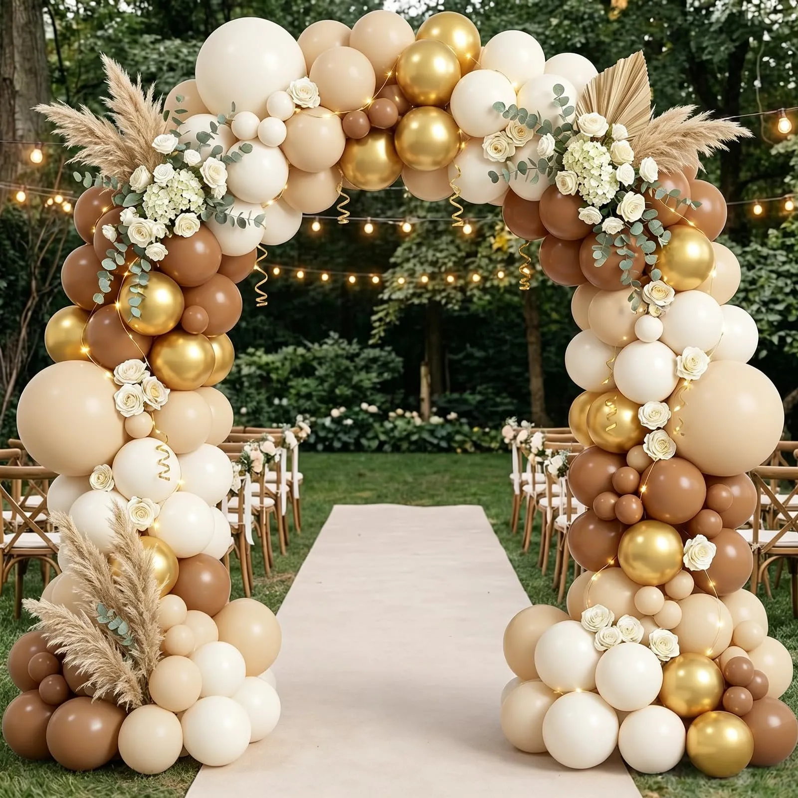 Balloon Garland Palloncini Beige Marroni, Oro e Bianchi, 100 Pezzi, 12 Pollici - immagine 8
