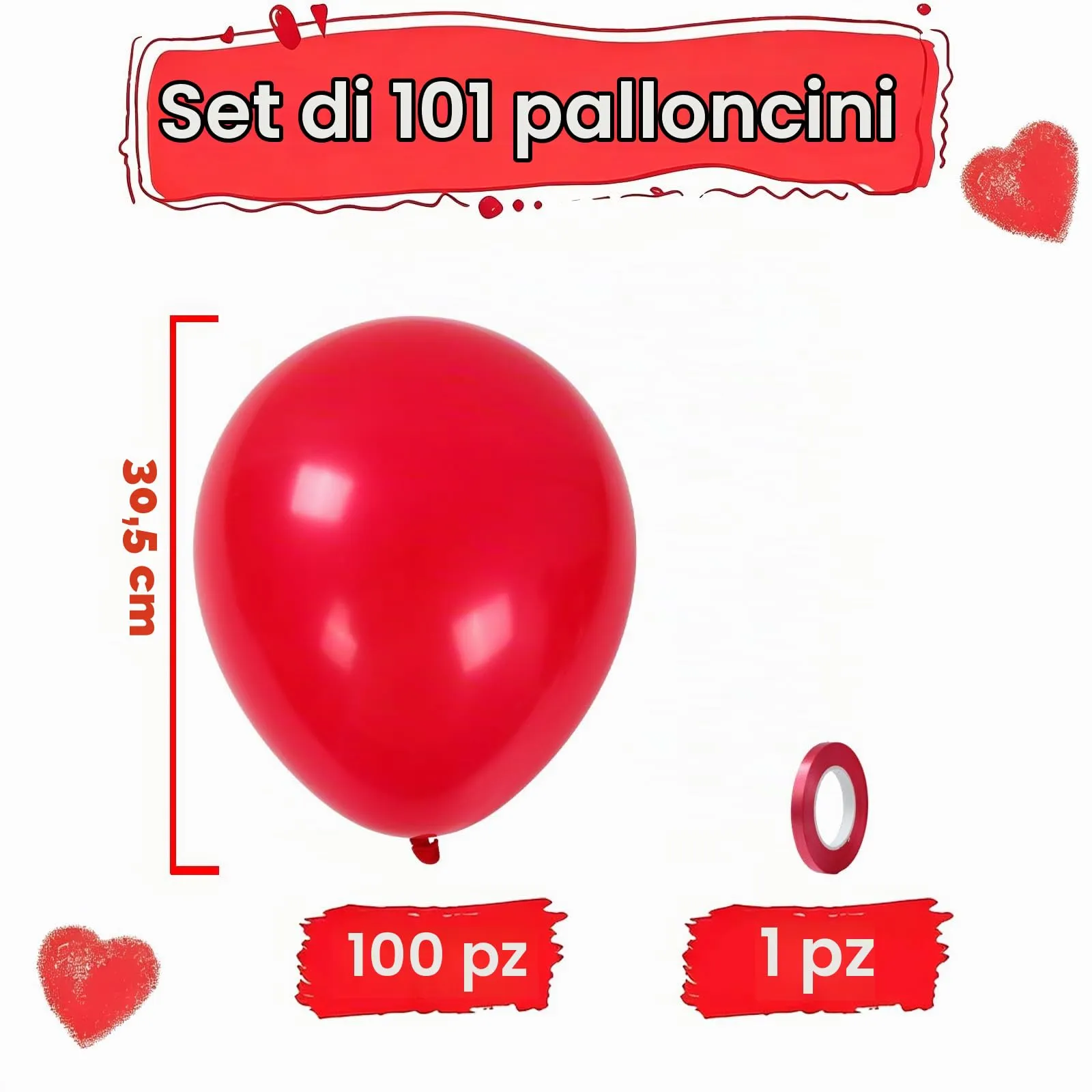 Balloon Garland Palloncini Rossi, 100 Pezzi, 12 Pollici - immagine 3