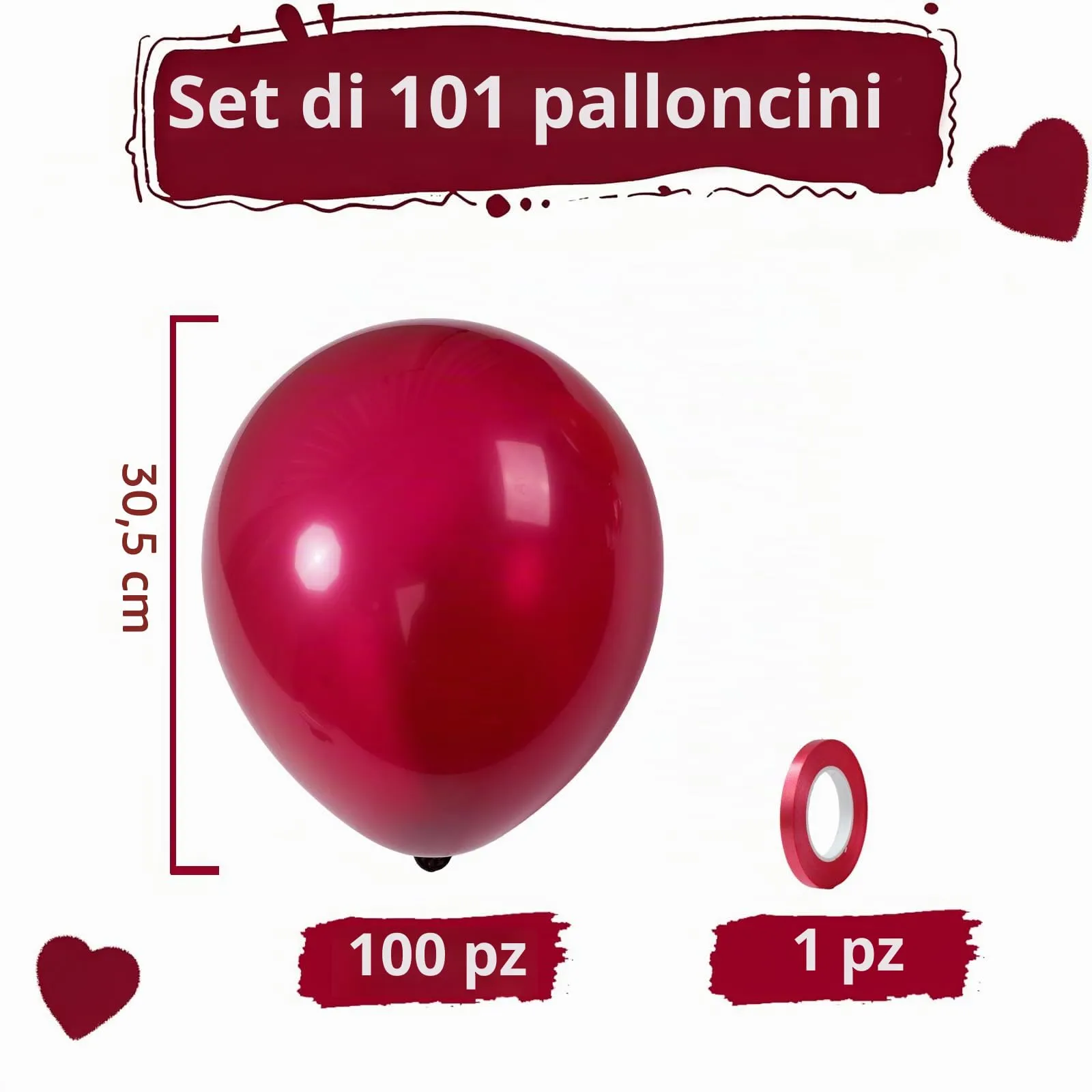 Balloon Garland Palloncini Bordeaux, 100 Pezzi, 12 Pollici - immagine 3