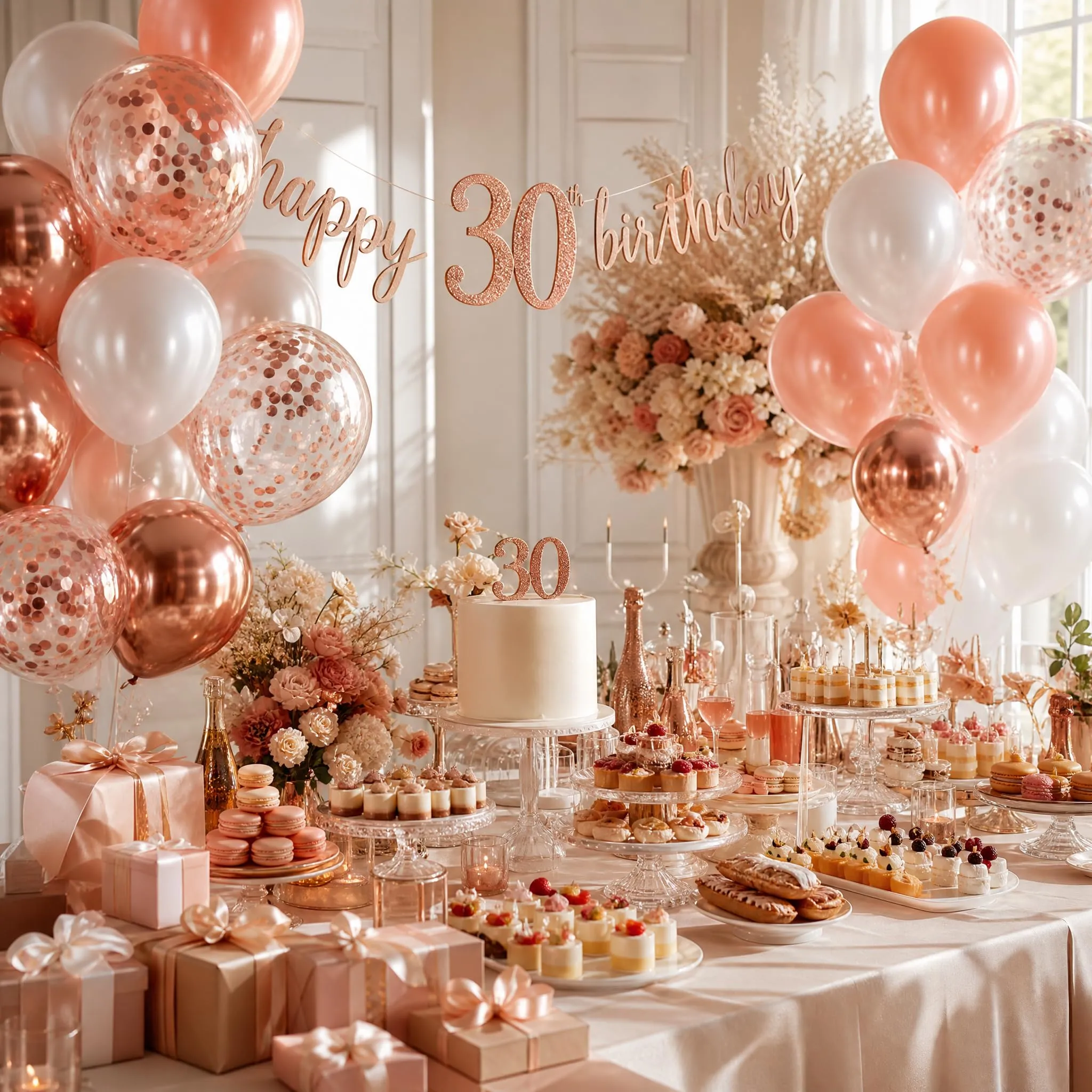 Balloon Garland Palloncini Rosa, 100 Pezzi, 12 Pollici - Rosa Metallici, Oro Rosa, Bianchi e Coriandoli - immagine 4