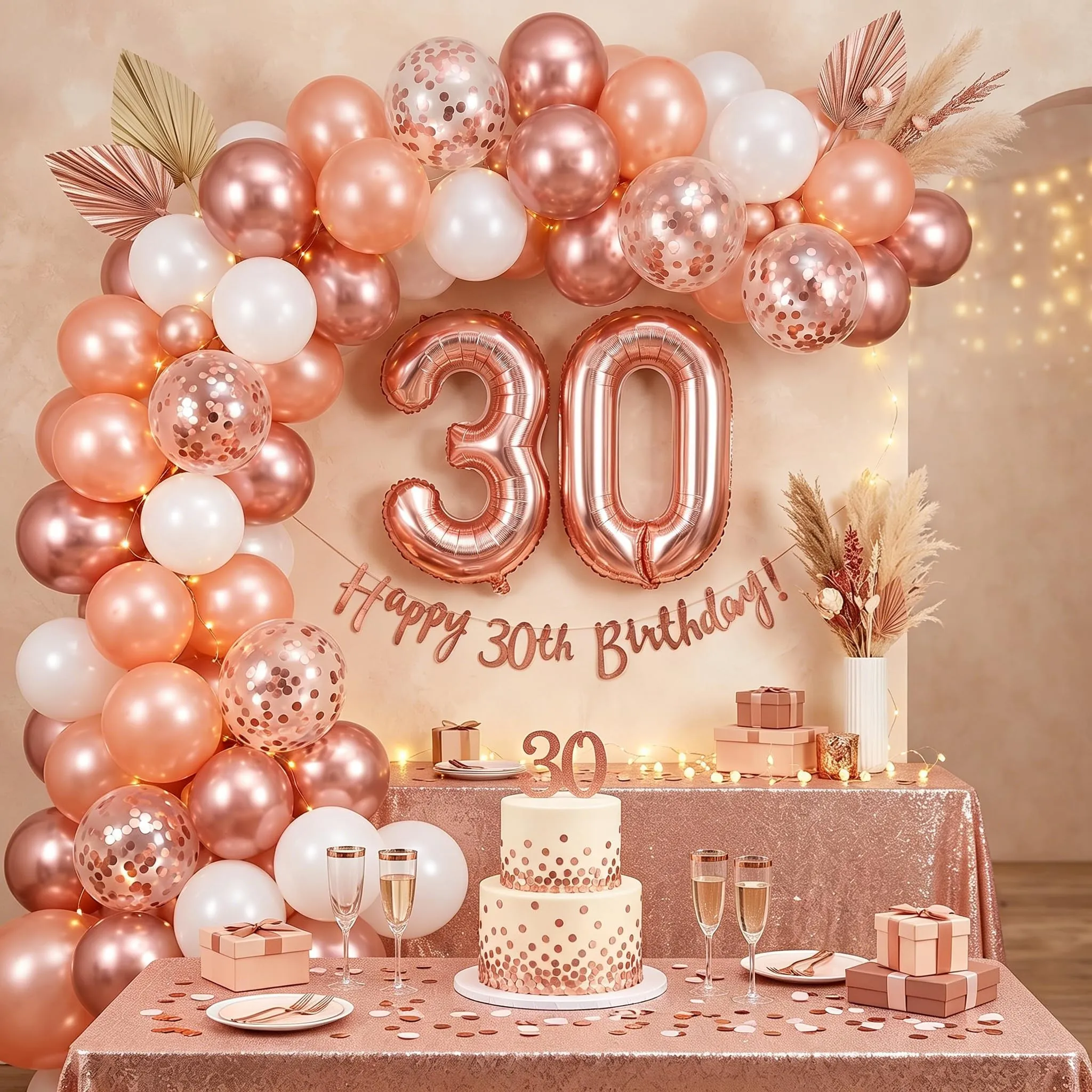 Balloon Garland Palloncini Rosa, 100 Pezzi, 12 Pollici - Rosa Metallici, Oro Rosa, Bianchi e Coriandoli - immagine 8