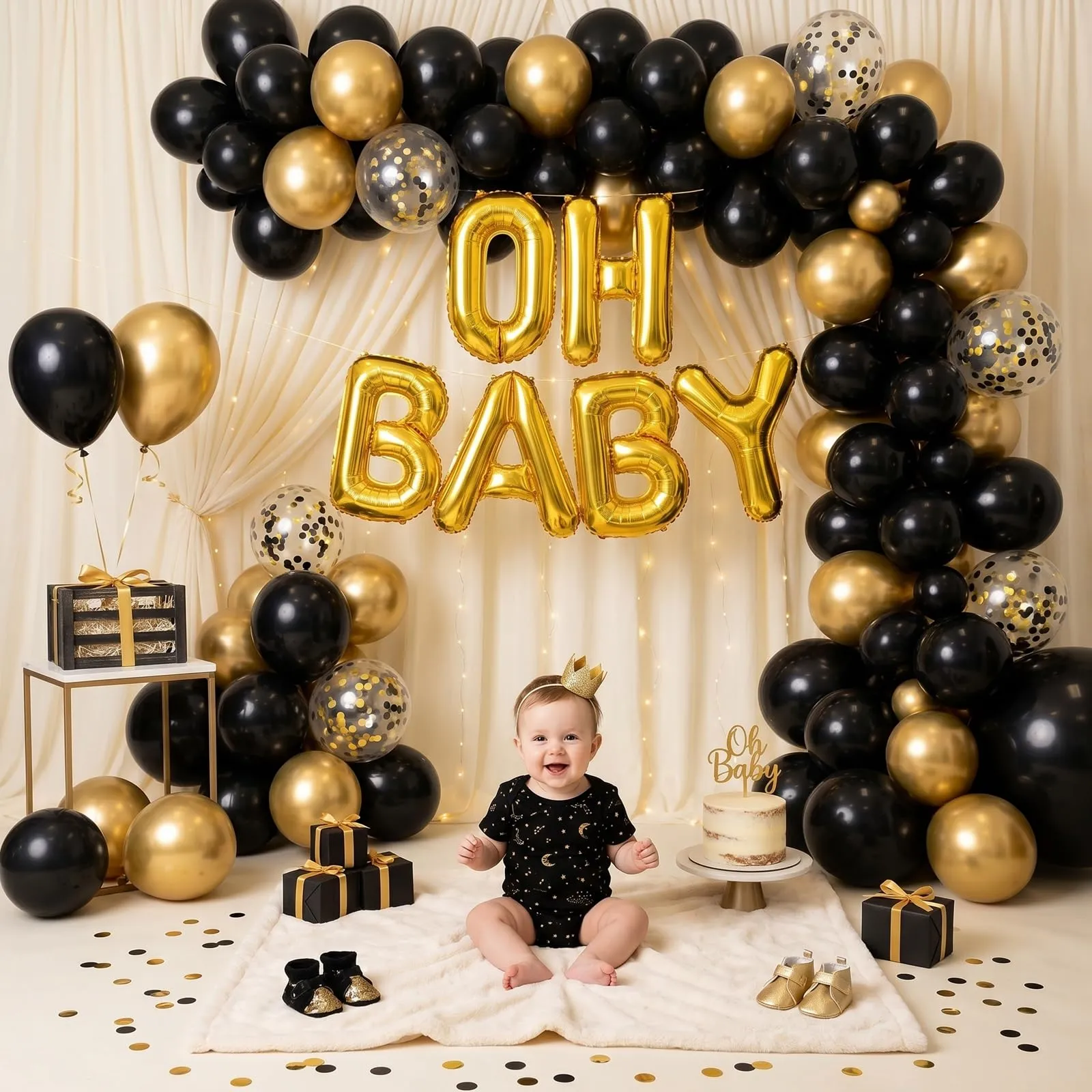 Balloon Garland Palloncini Compleanno Nero Oro, 100 Pezzi, 12 Pollici - immagine 5