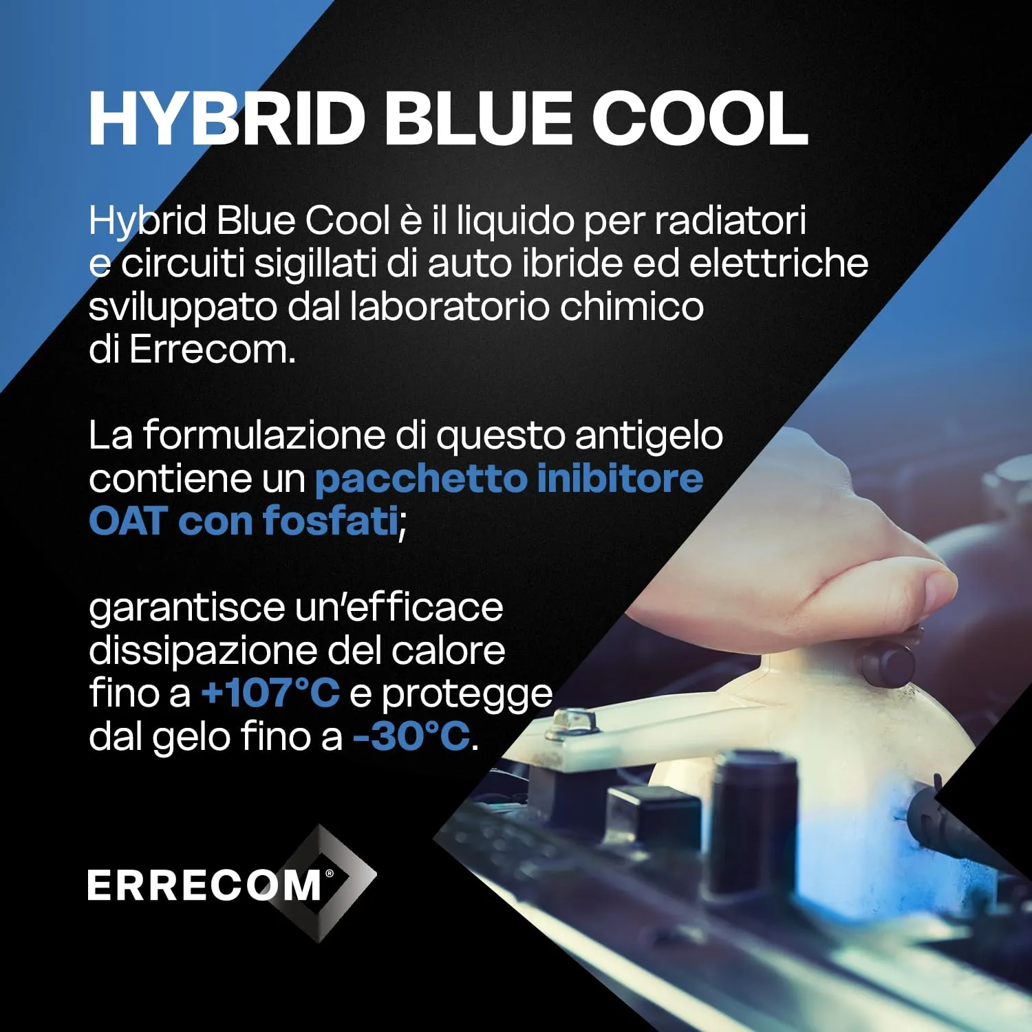 ERRECOM Hybrid Blue Cool Liquido Radiatore per Auto Ibride ed Elettriche, -30°C/+107°C, OAT con Fosfati, Pronto all’Uso, 1 Litro - immagine 4