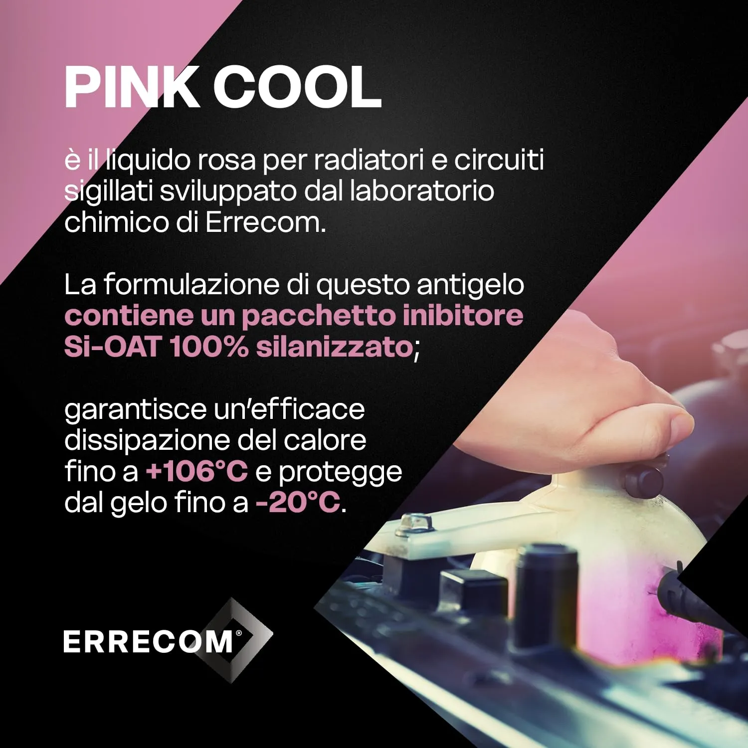 ERRECOM Pink Cool Liquido Radiatore Rosa G12+, G12++, Si-OAT, -20°C/+106°C, Pronto all’Uso, 1 Litro - immagine 4
