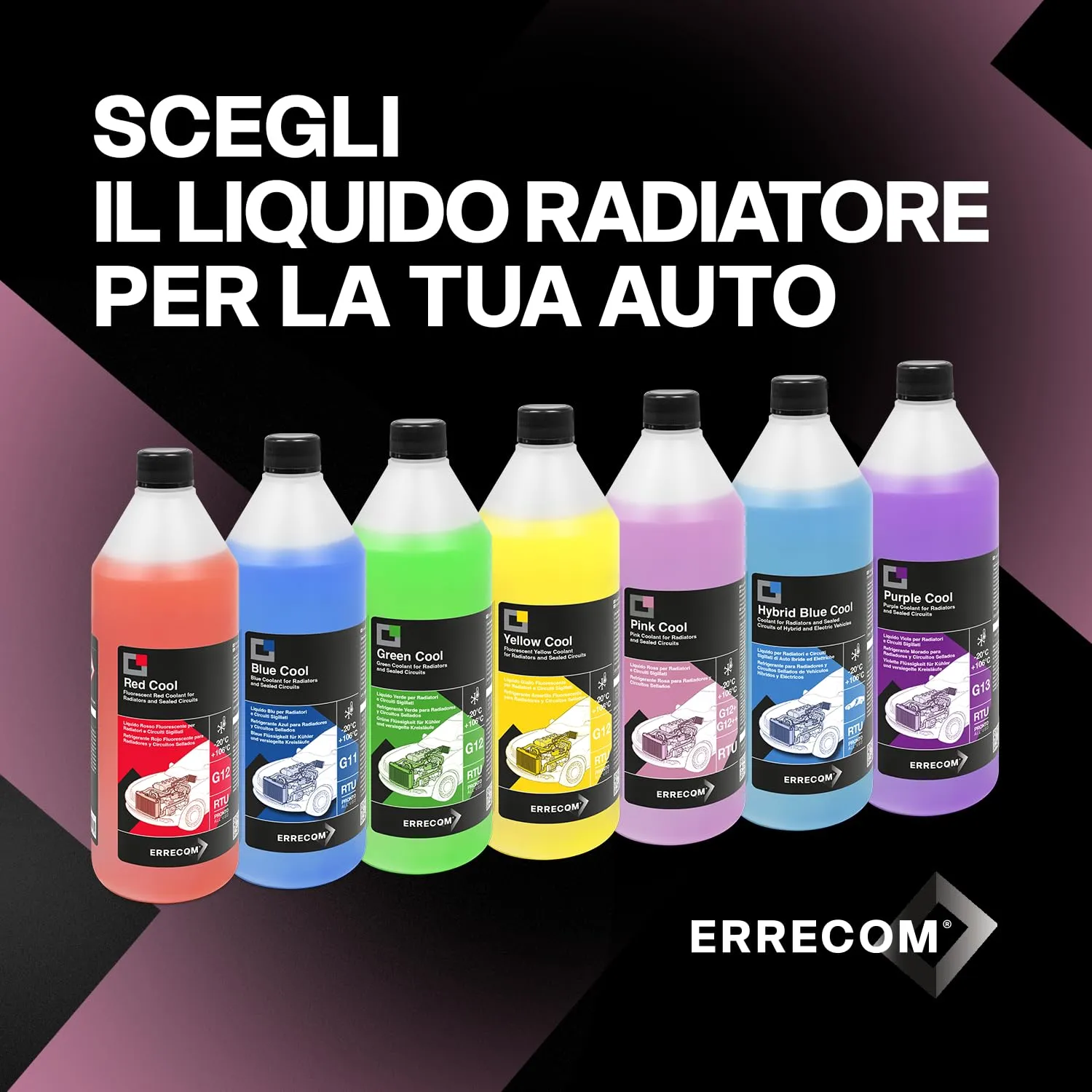 ERRECOM Pink Cool Liquido Radiatore Rosa G12+, G12++, Si-OAT, -20°C/+106°C, Pronto all’Uso, 1 Litro - immagine 7