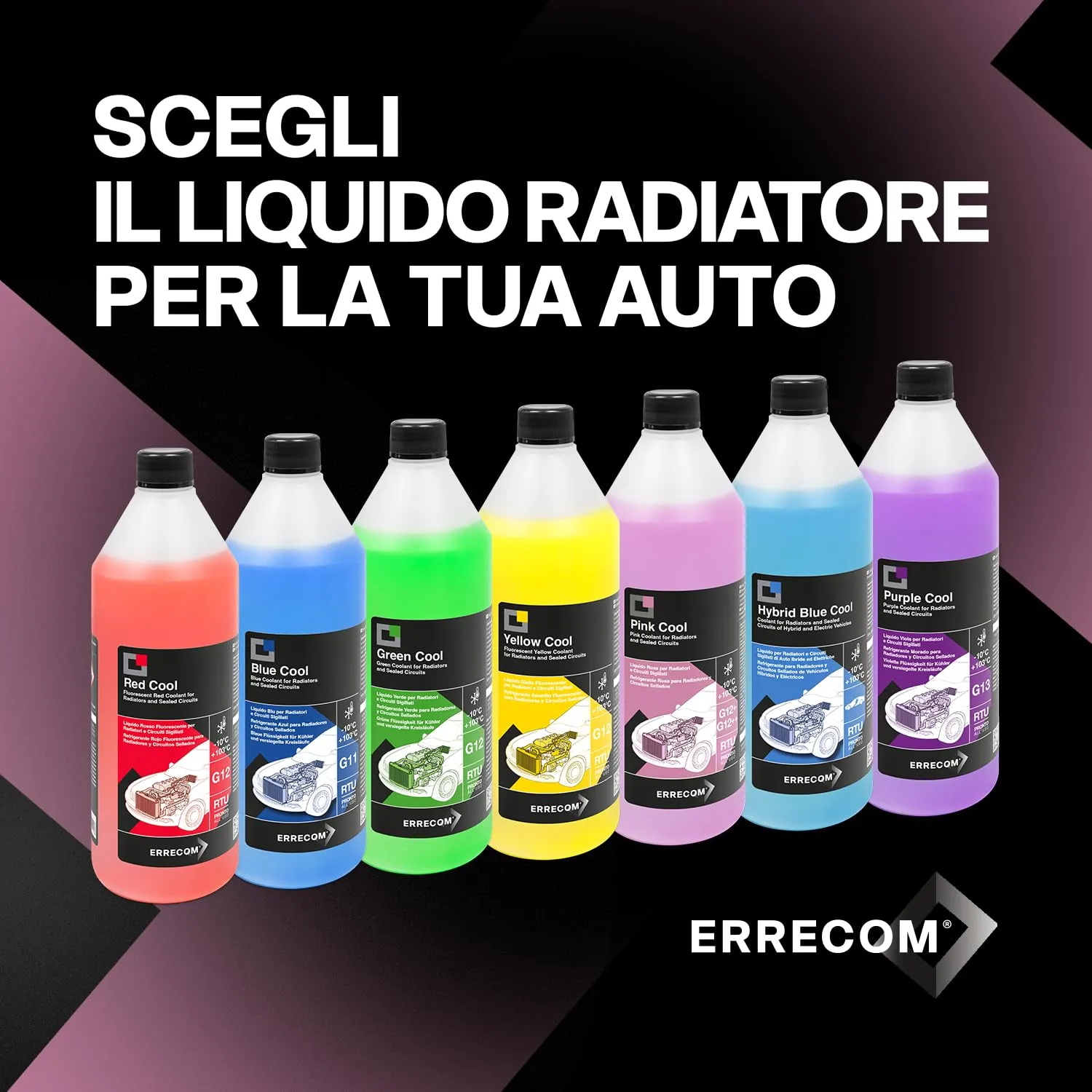 ERRECOM Pink Cool Liquido Radiatore Rosa G12+, G12++, -10°C/+103°C, Si-OAT, Pronto all'Uso, 1 Litro - immagine 7