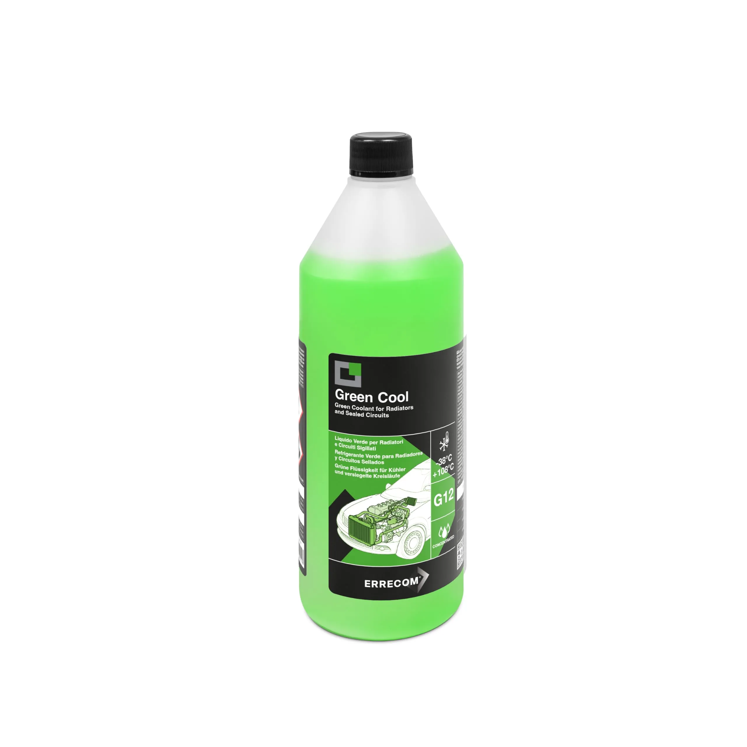 ERRECOM Green Cool Liquido Radiatore Verde Concentrato Antigelo G12 OAT, 1 Litro - immagine 1