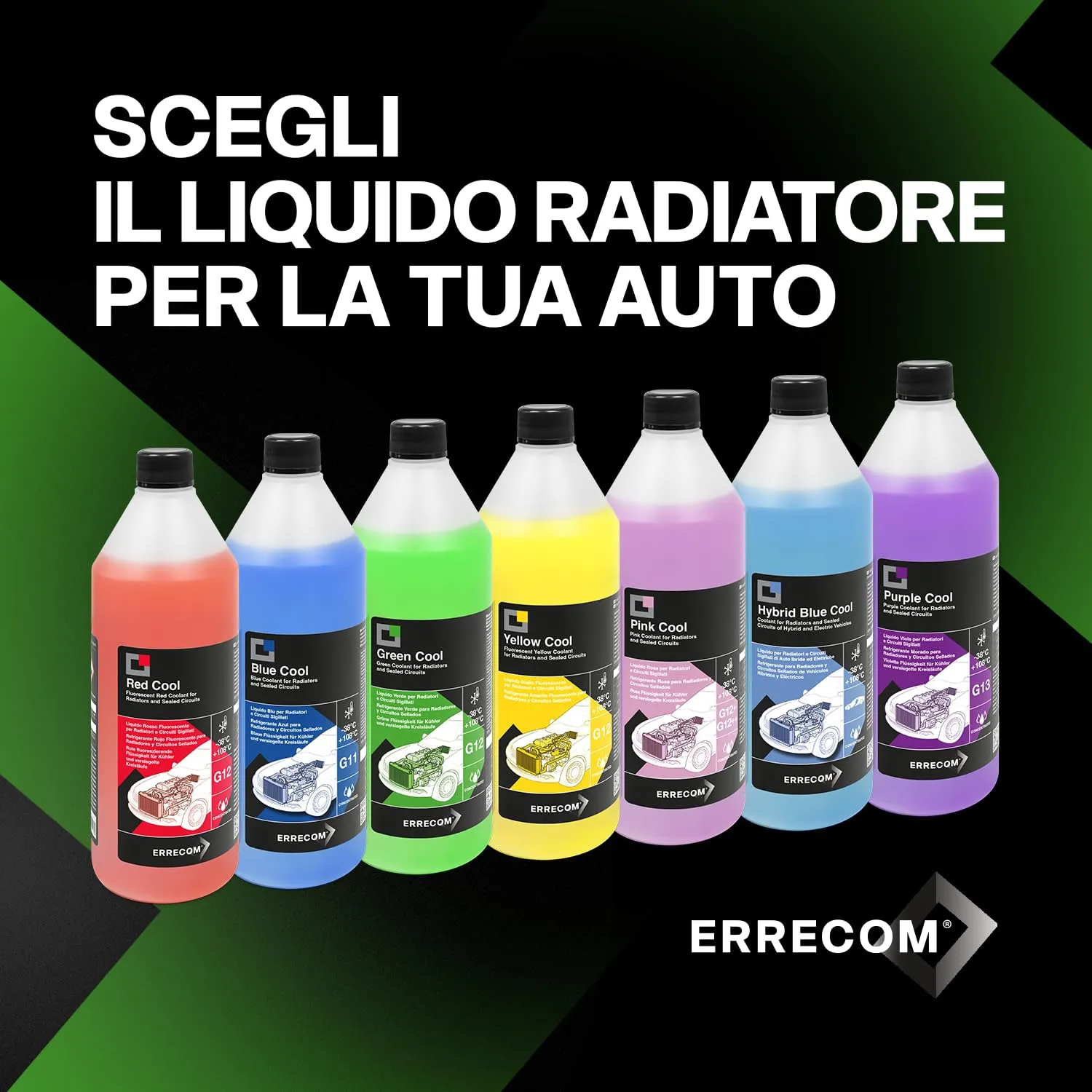 ERRECOM Green Cool Liquido Radiatore Verde Concentrato Antigelo G12 OAT, 1 Litro - immagine 7