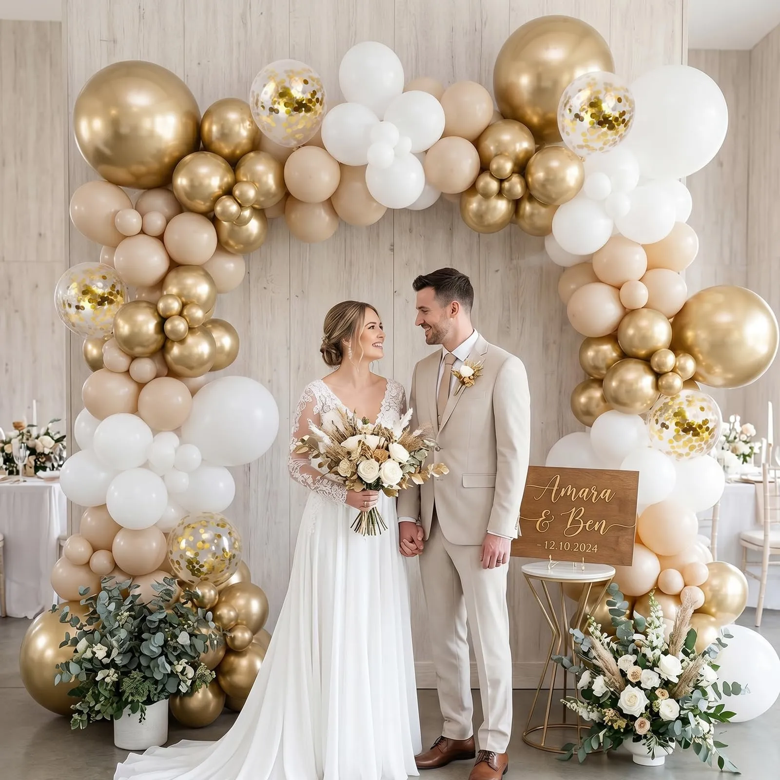 Balloon Garland Palloncini Bianco Oro, 100 Pezzi, 12 Pollici - immagine 4
