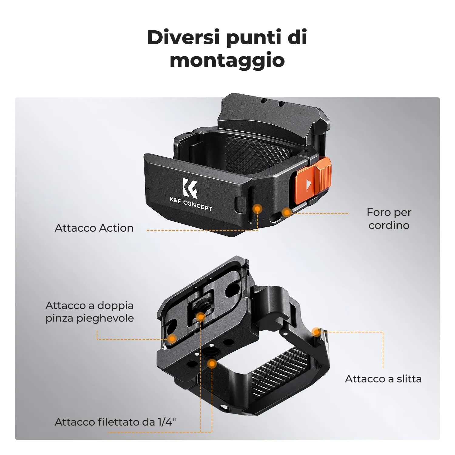 K&F Concept Cornice Espansione in Alluminio per DJI Osmo Pocket 3 / 4 / 4P - immagine 3