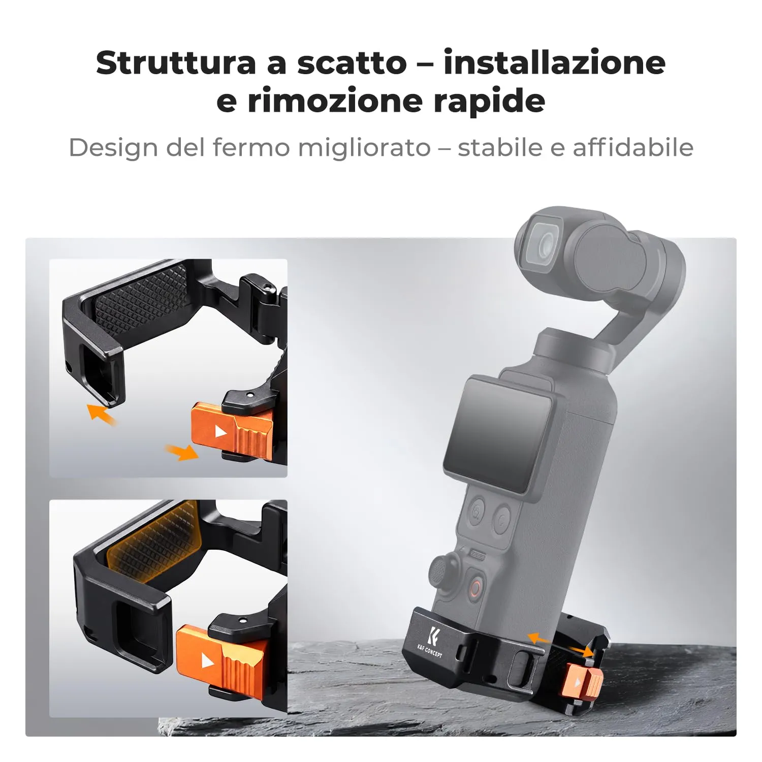 K&F Concept Cornice Espansione in Alluminio per DJI Osmo Pocket 3 / 4 / 4P - immagine 5