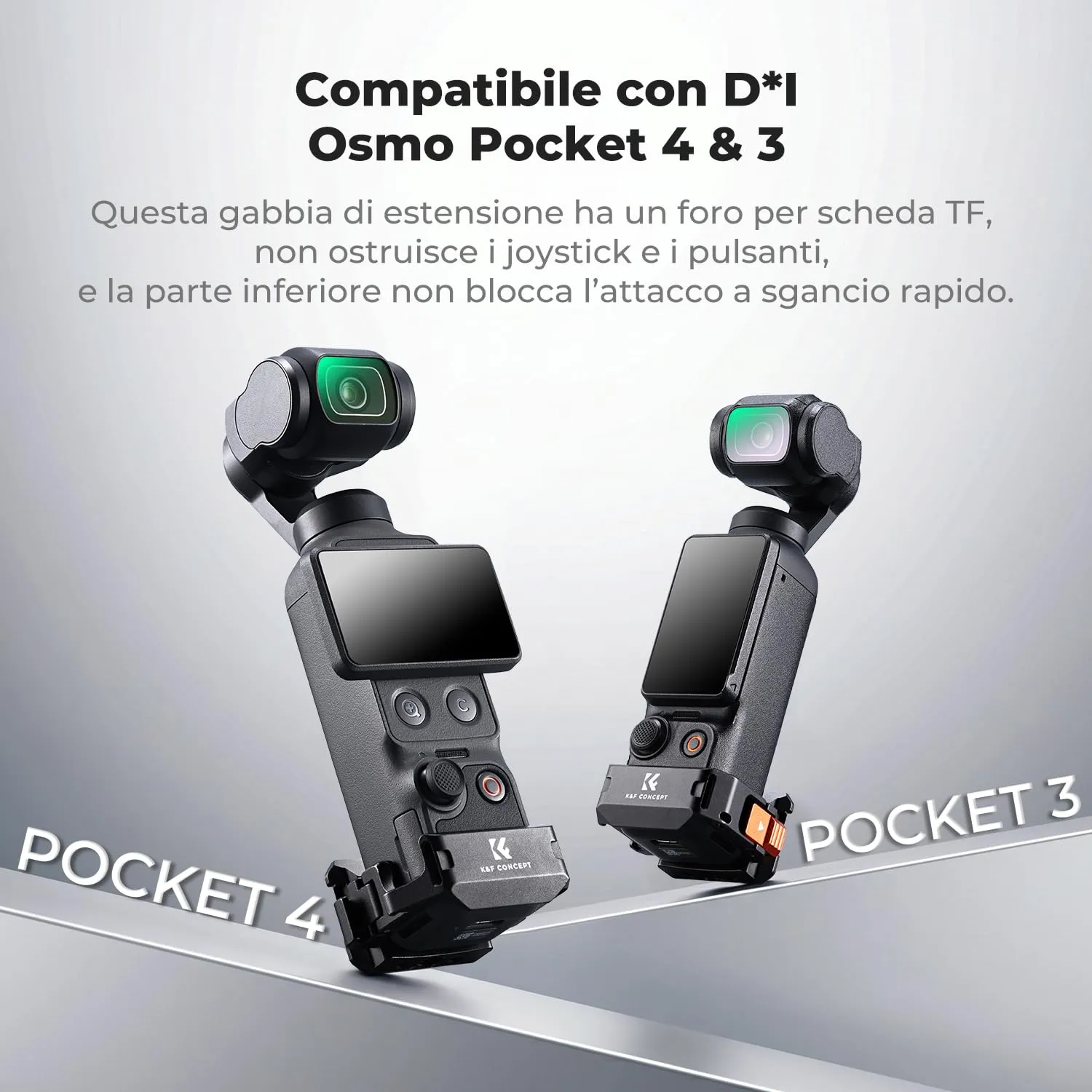 K&F Concept Cornice Espansione in Alluminio per DJI Osmo Pocket 3 / 4 / 4P - immagine 6