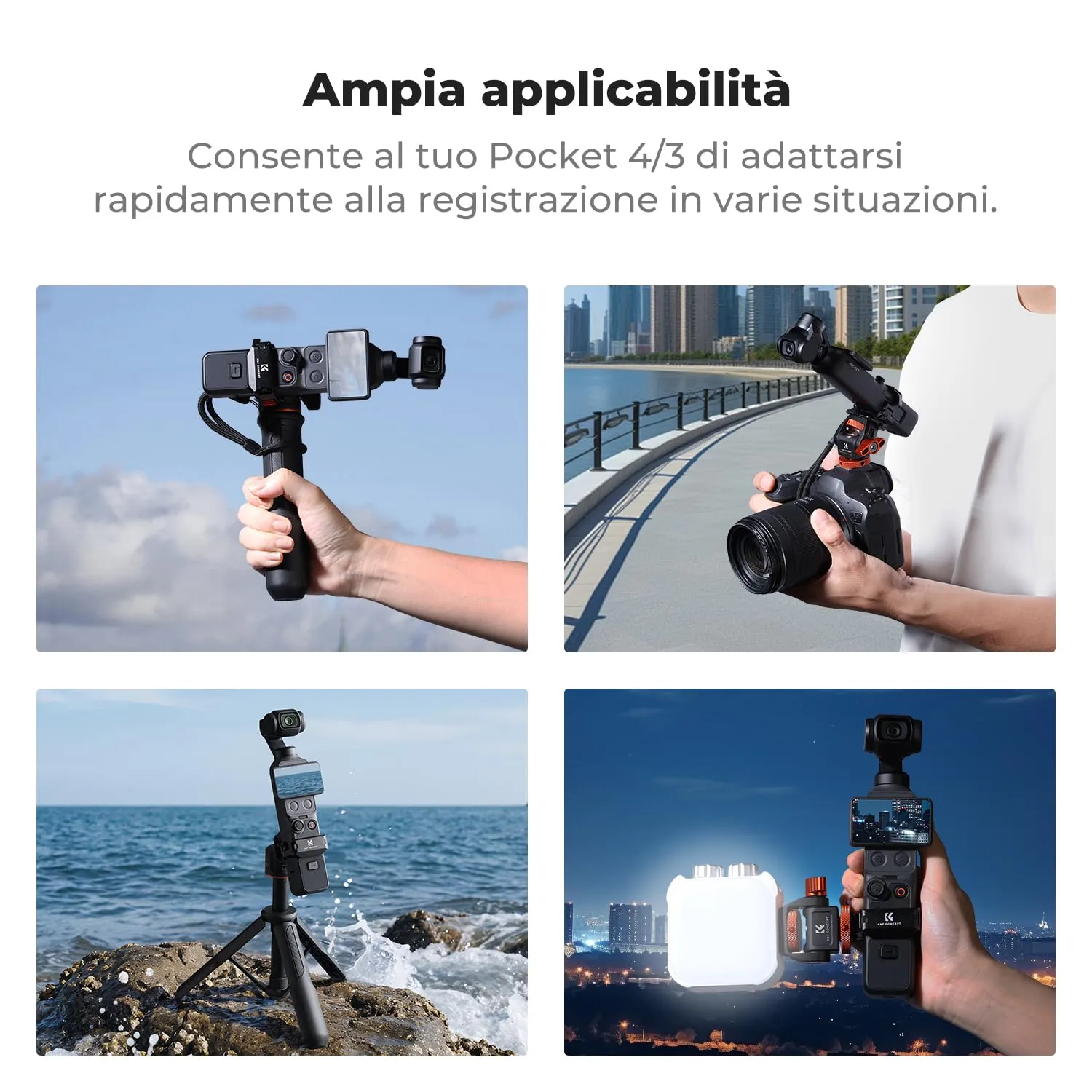 K&F Concept Cornice Espansione in Alluminio per DJI Osmo Pocket 3 / 4 / 4P - immagine 9