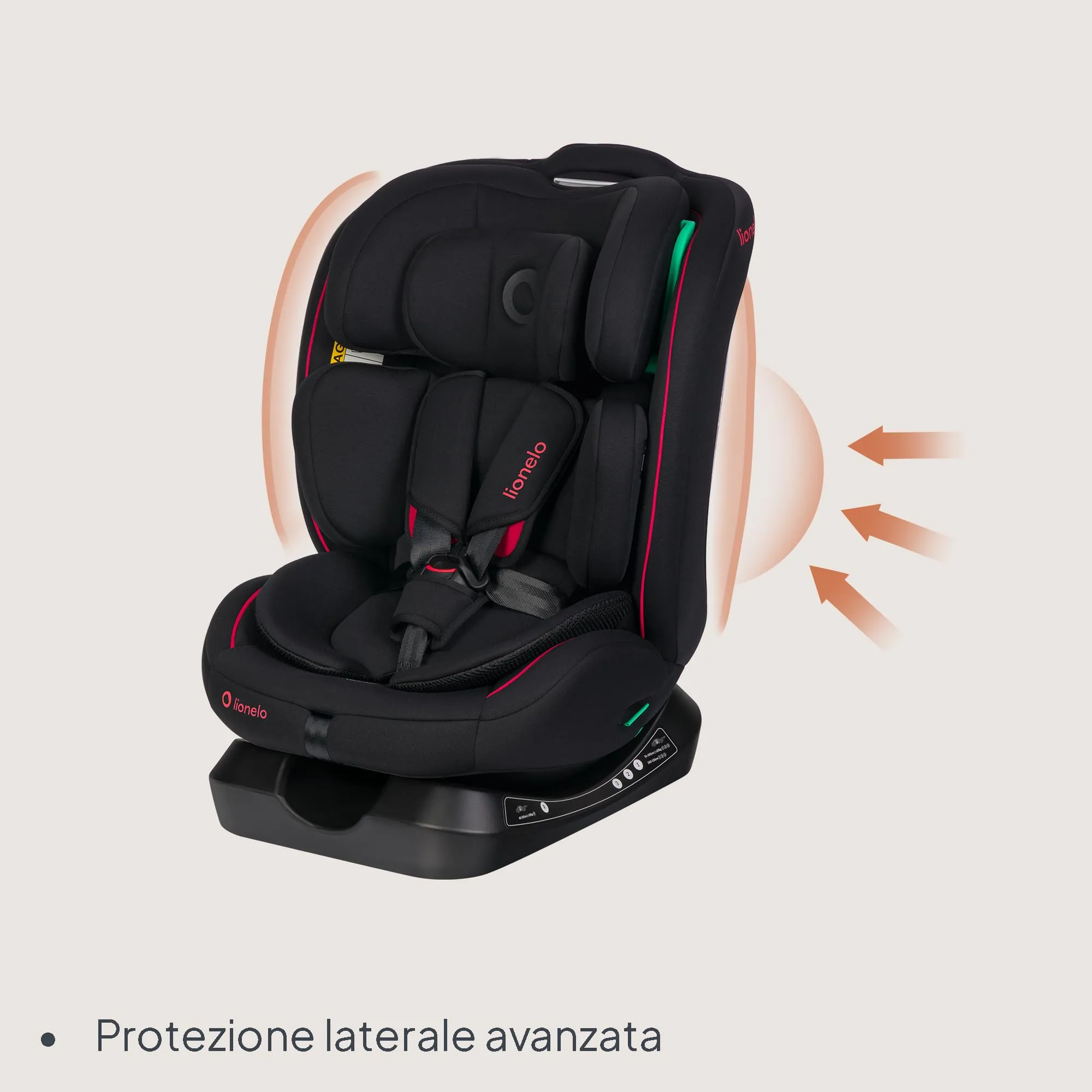 Lionelo Aart i-Size Seggiolino Auto Bambini 0-12 anni, Norma R129, Black Red - immagine 7