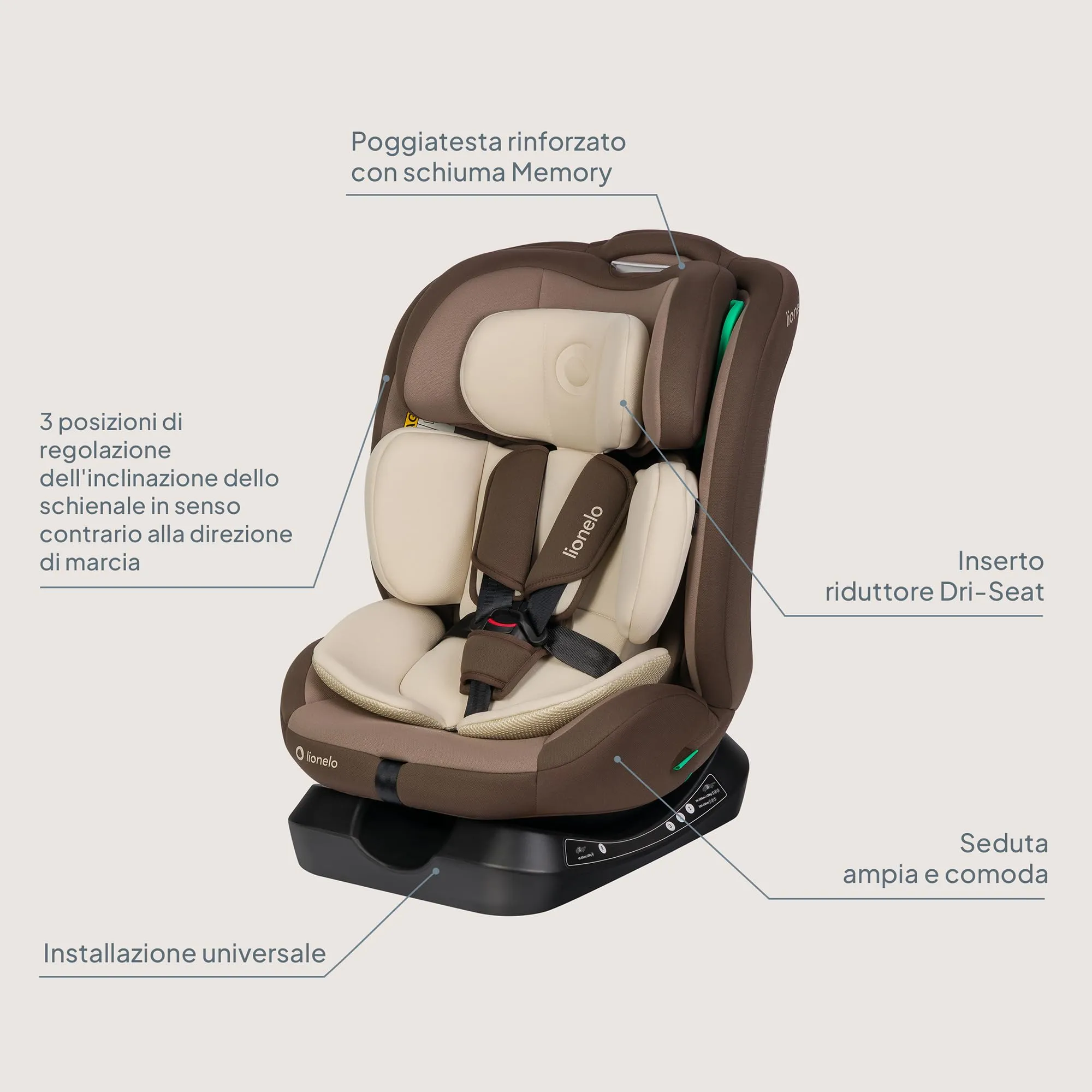 Lionelo Aart i-Size Seggiolino Auto Bambini 0-12 anni R129 - immagine 12