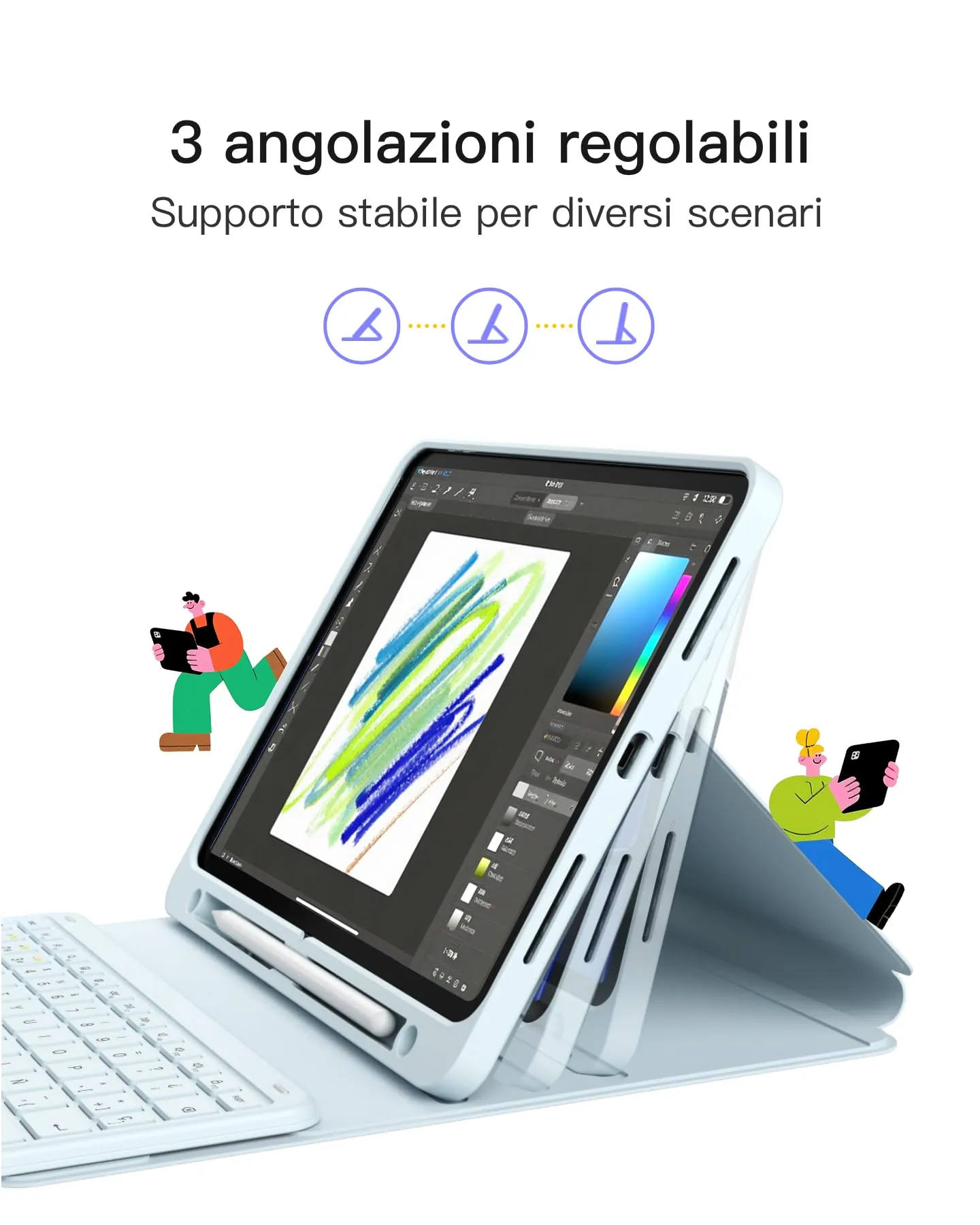 Inateck Custodia Tastiera Bluetooth per iPad 11" A16, 10ª Gen 10.9", Air 11 M4/M3/M2, Air 6/5/4, Pro 11 - immagine 4