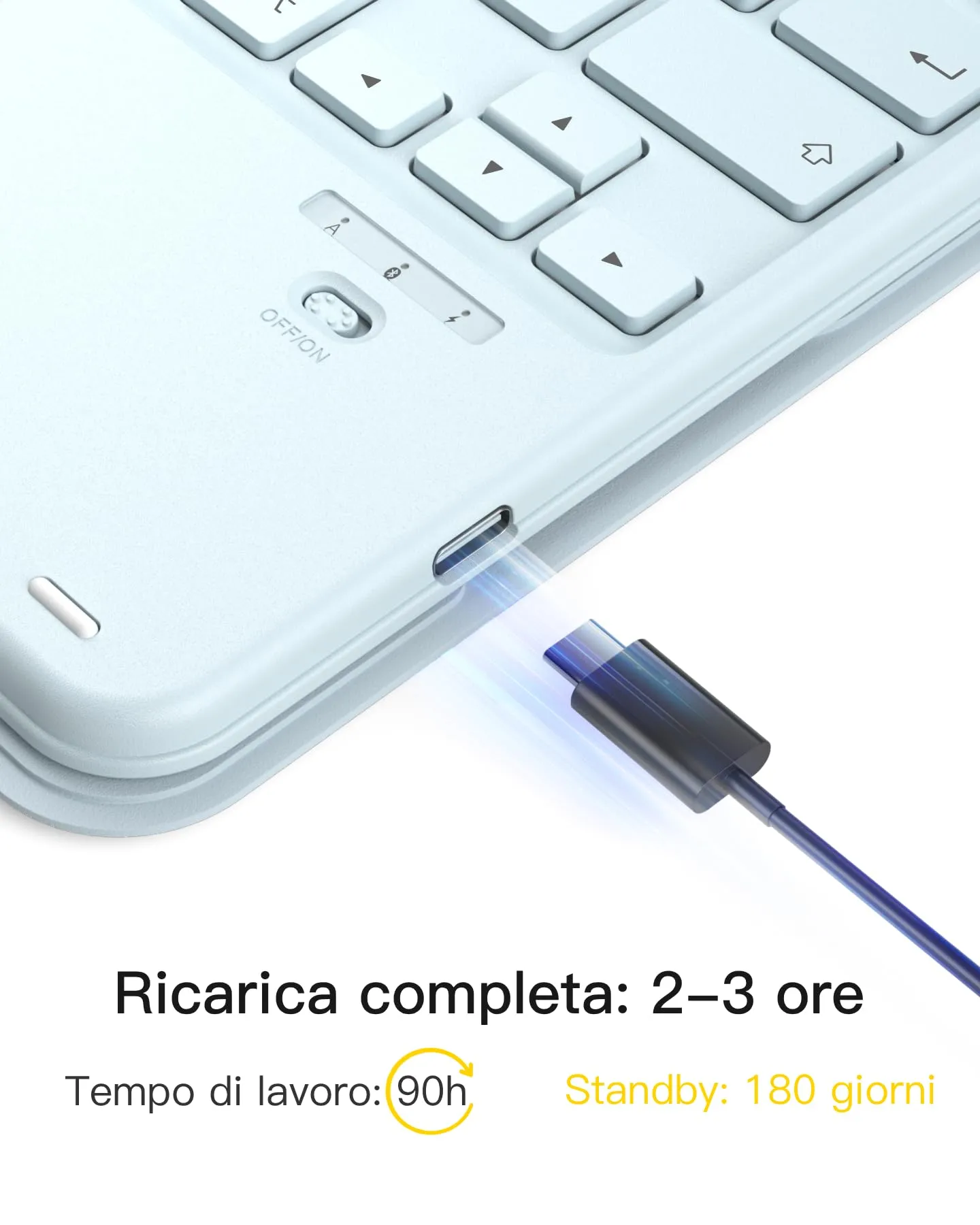 Inateck Custodia Tastiera Bluetooth per iPad 11" A16, 10ª Gen 10.9", Air 11 M4/M3/M2, Air 6/5/4, Pro 11 - immagine 6