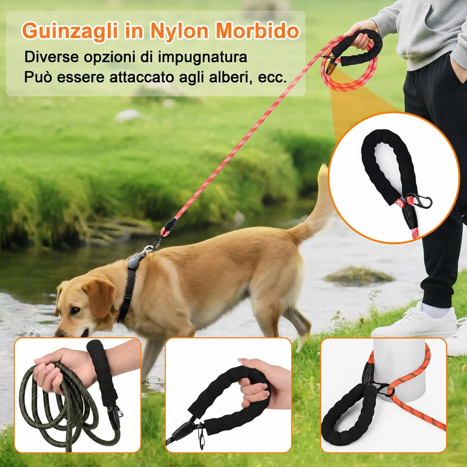 Wodondog Guinzaglio per cani 2m x 1.2cm Rosa - immagine 7