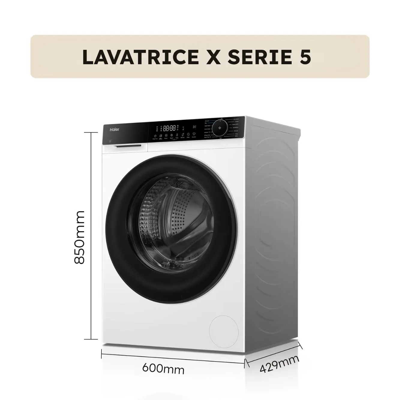 Haier X Serie 5 Lavatrice Slim 8 kg, 1400 giri, Classe A-10%, Bianca - immagine 6