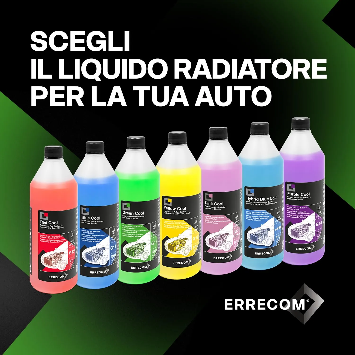 ERRECOM Green Cool Liquido Radiatore Verde G12 OAT Pronto all'Uso, 1 Litro - immagine 7