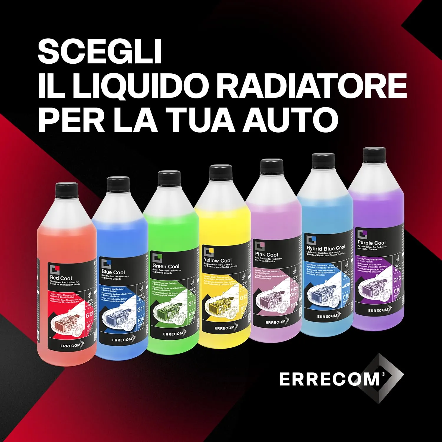ERRECOM Red Cool Liquido Radiatore Rosso Fluorescente G12 OAT Pronto all’Uso, 1 Litro - immagine 7