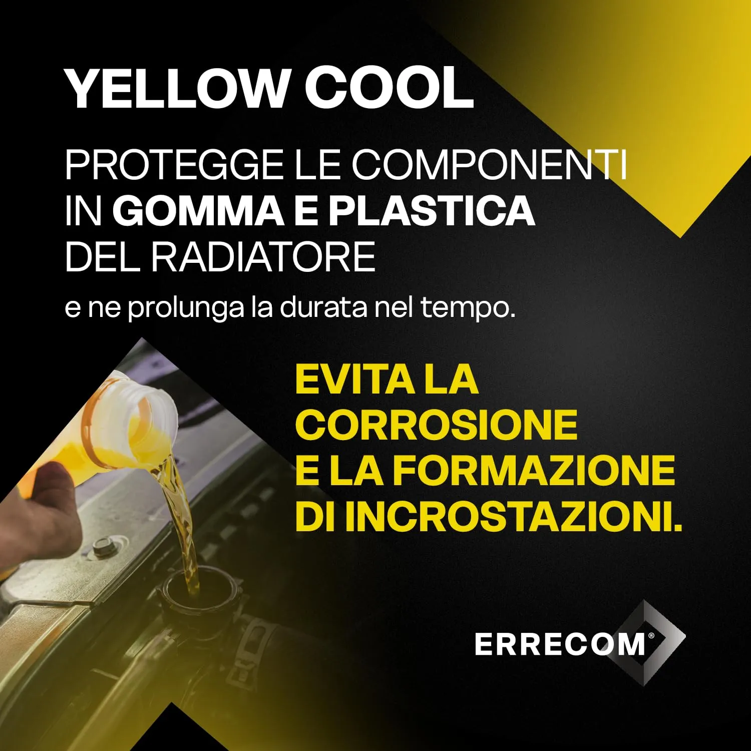 ERRECOM Yellow Cool Liquido Radiatore Giallo Fluorescente G12 OAT Pronto all'Uso, 1 Litro - immagine 5