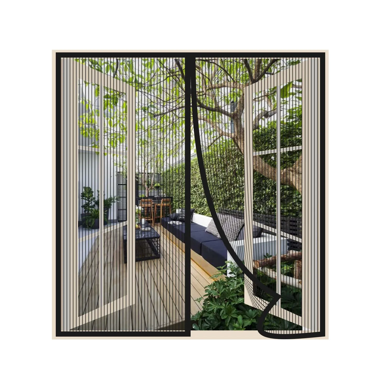 Risareyi Zanzariera Magnetica Porta Finestra 160x130cm, Nero, Rete Fine - immagine 1