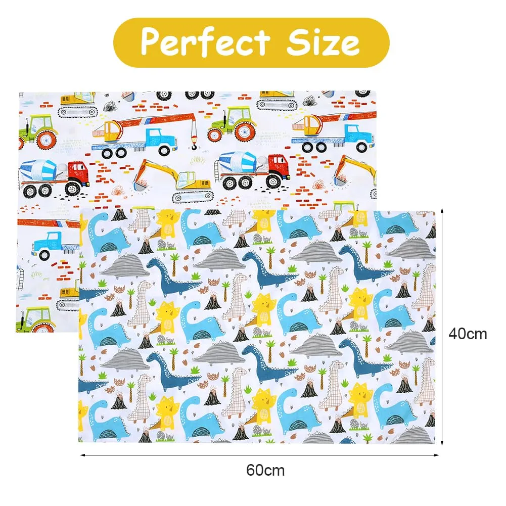 Vicloon Federe per Cuscini per Bambini, 2 Pezzi 40x60 cm, 100% Cotone, Modello Dinosauro - immagine 2
