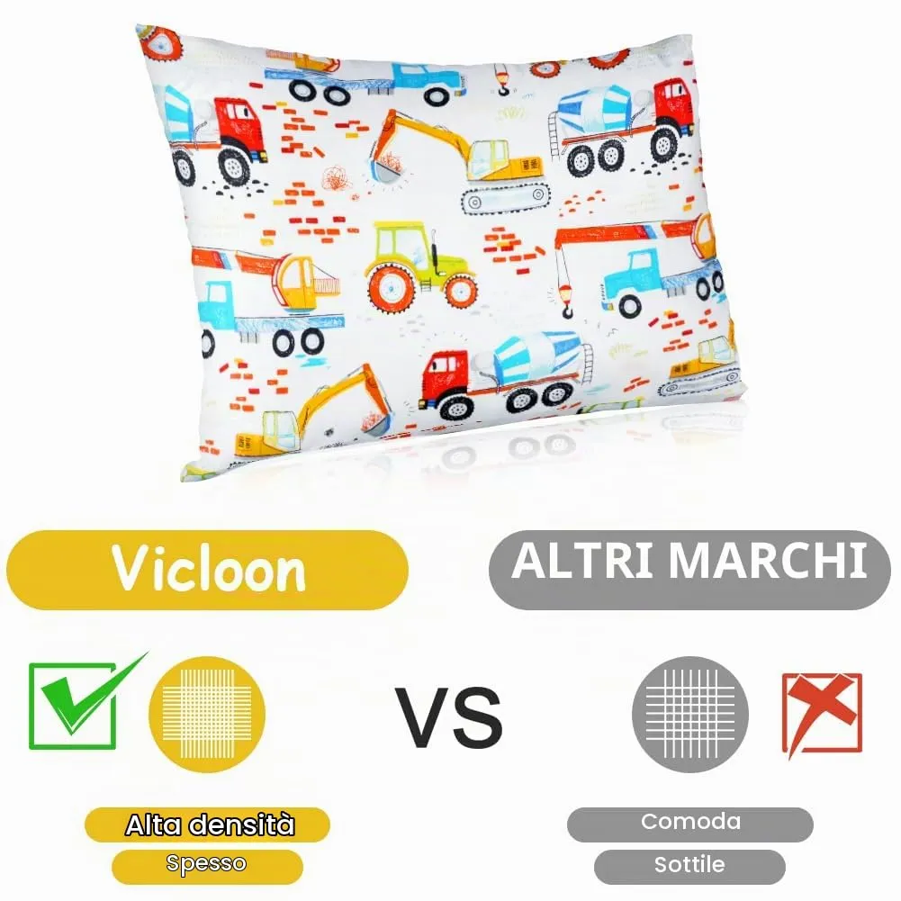Vicloon Federe per Cuscini per Bambini, 2 Pezzi 40x60 cm, 100% Cotone, Modello Dinosauro - immagine 5