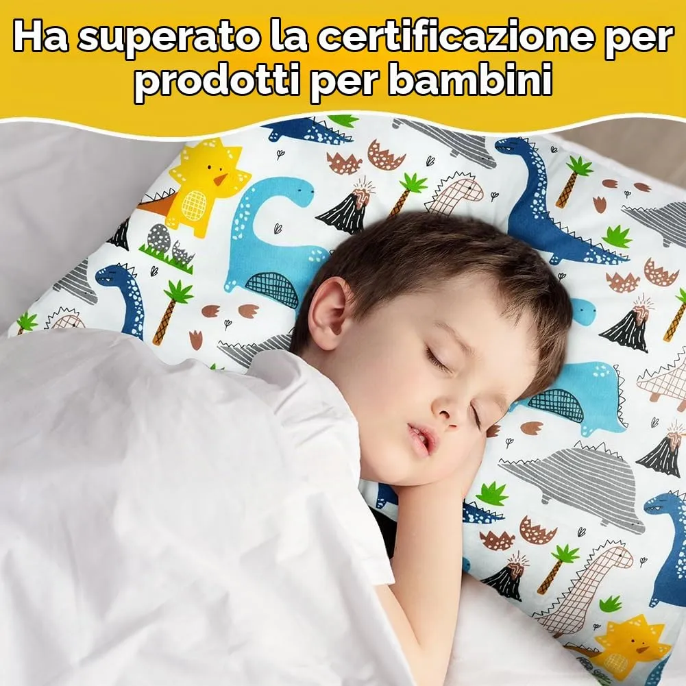 Vicloon Federe per Cuscini per Bambini, 2 Pezzi 40x60 cm, 100% Cotone, Modello Dinosauro - immagine 7