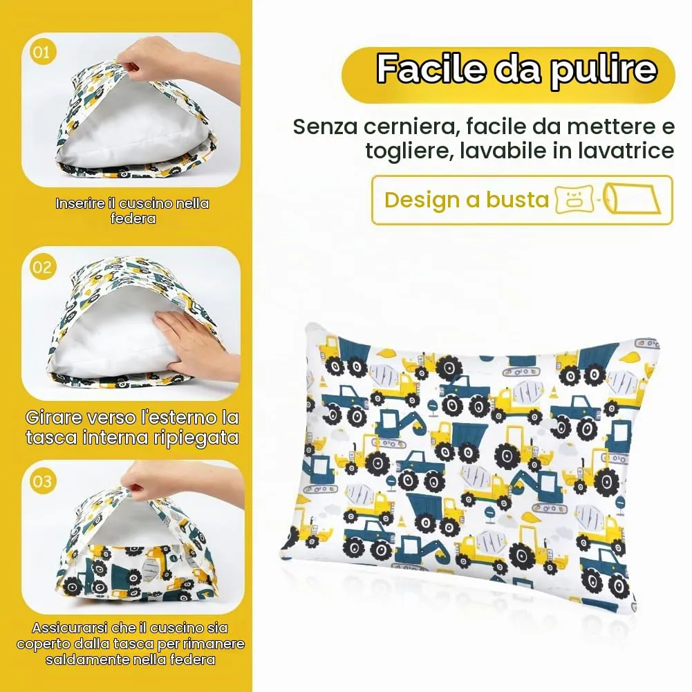 Vicloon Federe per Cuscini per Bambini, 100% Cotone, 40x60 cm, Modello Dinosauro, Set da 2 Pezzi - immagine 3