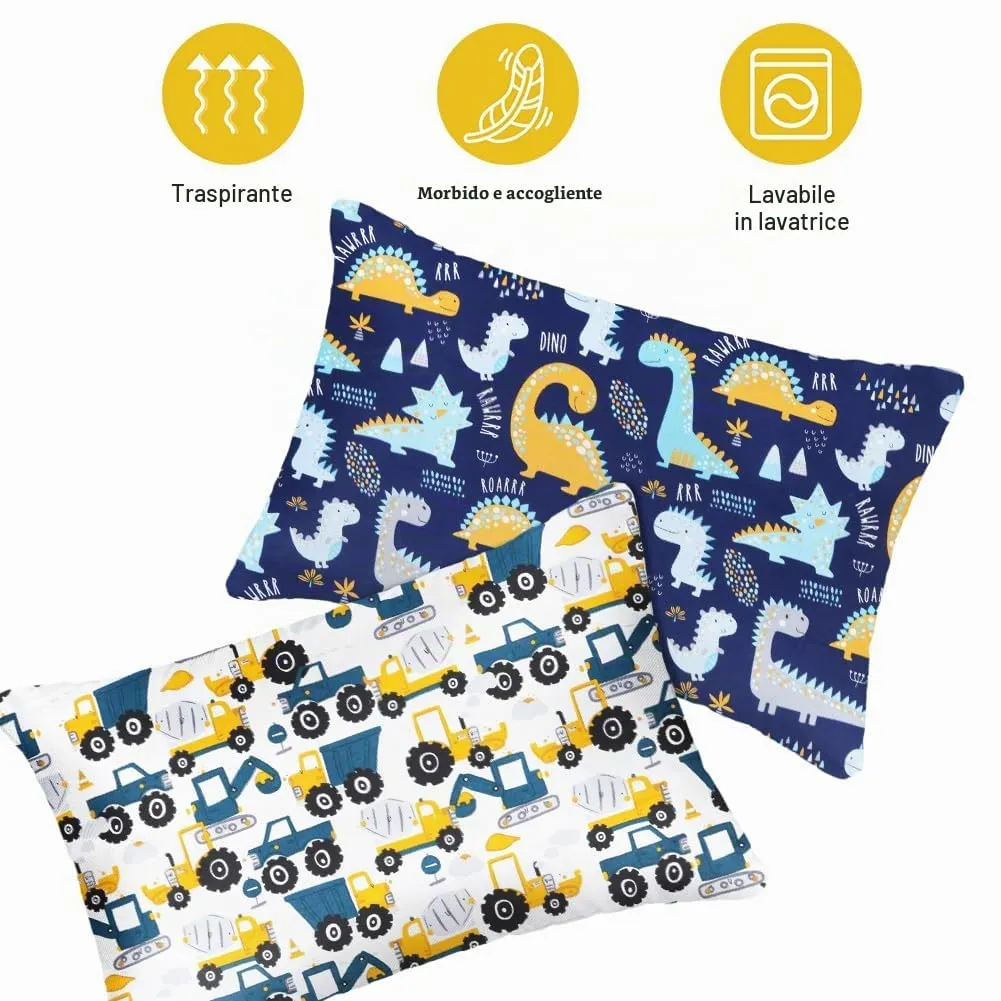 Vicloon Federe per Cuscini per Bambini, 100% Cotone, 40x60 cm, Modello Dinosauro, Set da 2 Pezzi - immagine 4