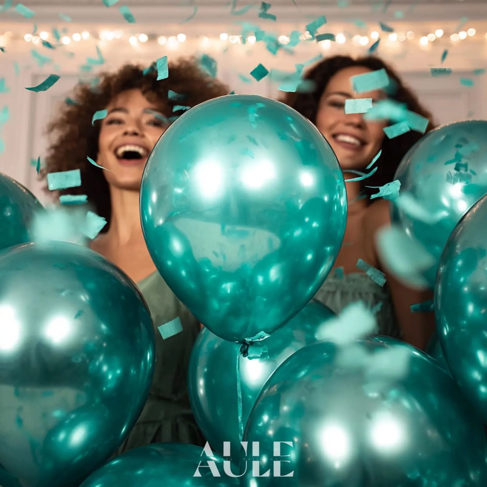 AULE Palloncini Metallizzati Verde Turchese, 50 Pezzi, 30cm - immagine 4